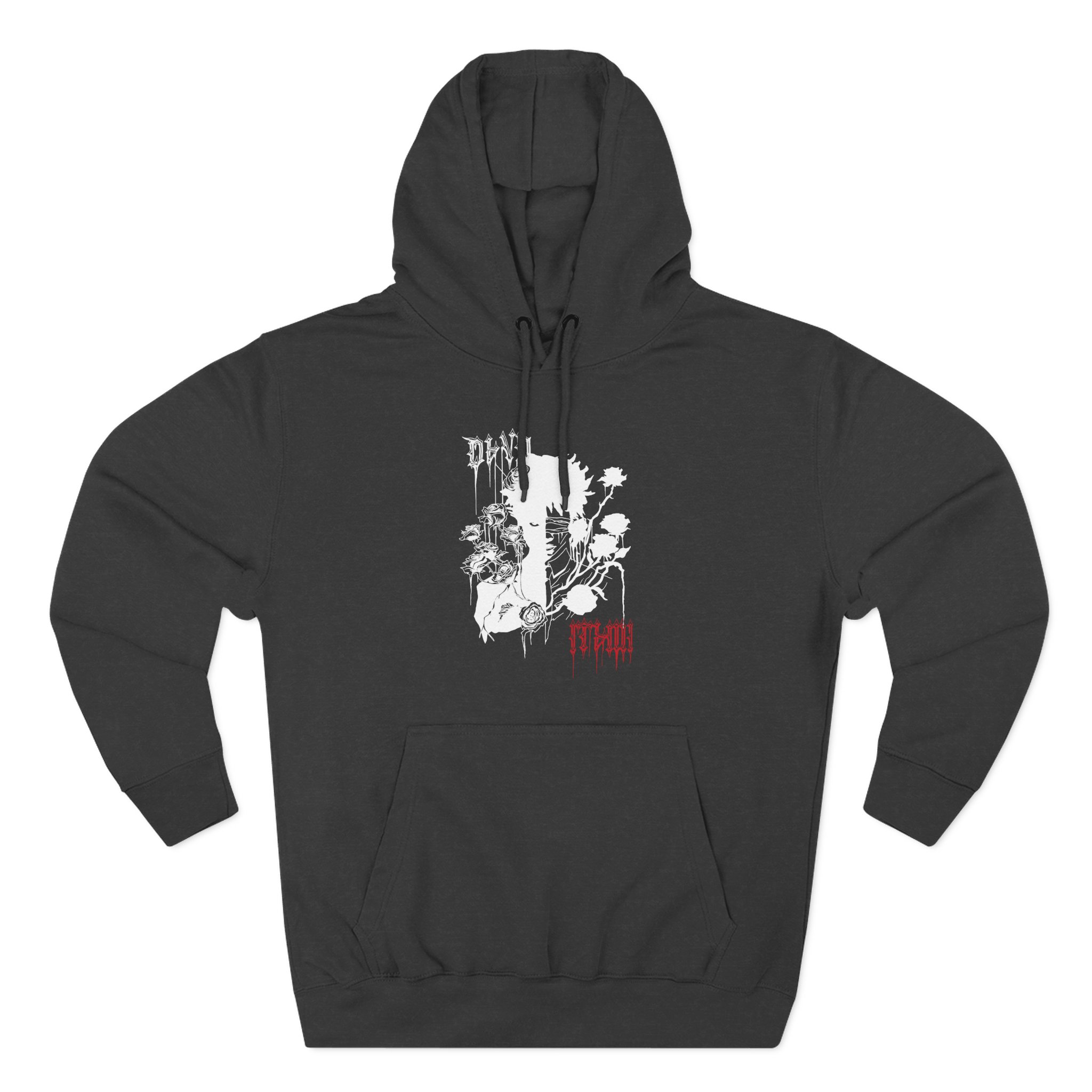 D4vd Anime Boy With Roses Three-Panel Fleece Hoodie