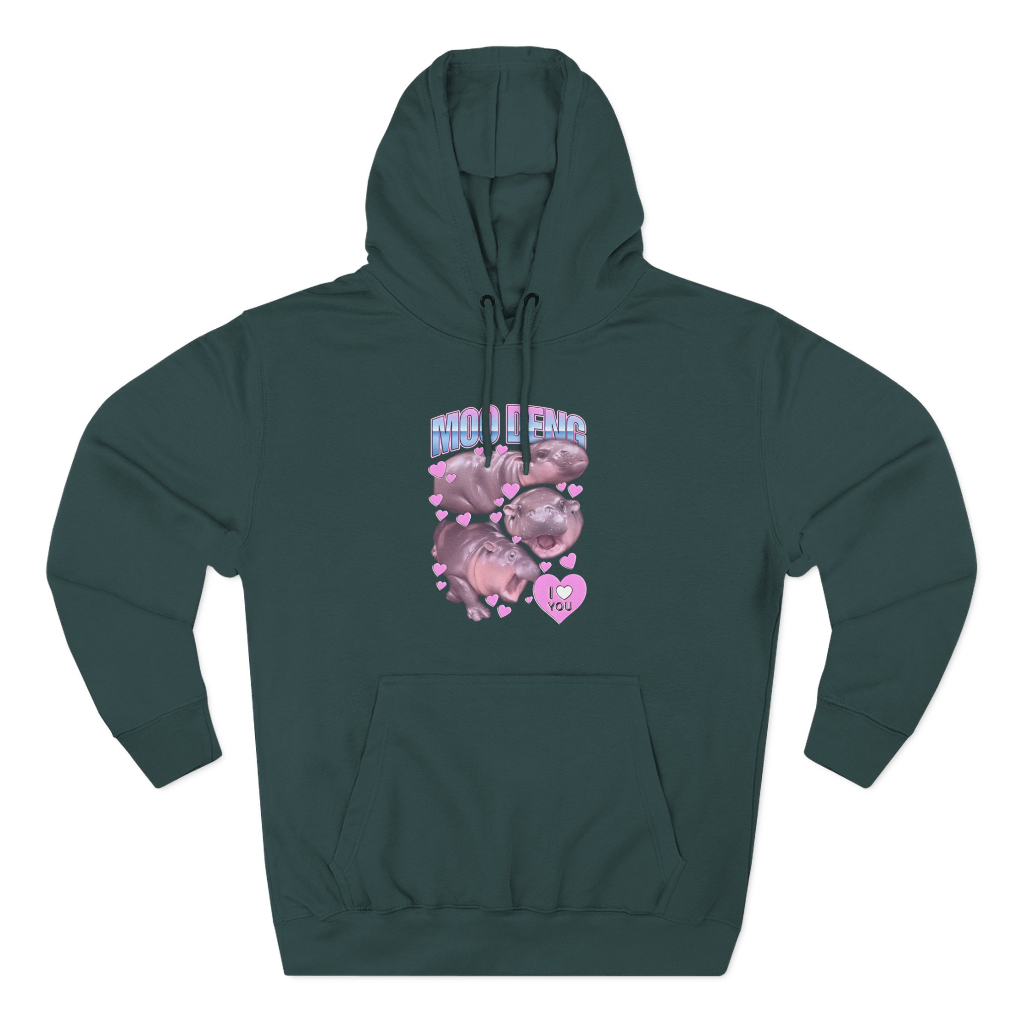 Moo Deng Three-Panel Fleece Hoodie