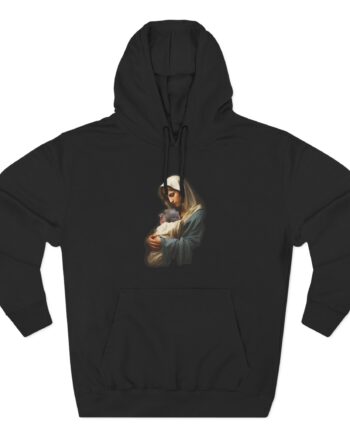 Moo Deng Mother Mary Three-Panel Fleece Hoodie