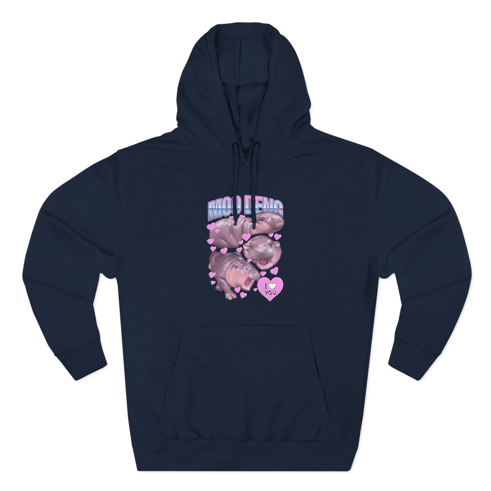 Moo Deng Three-Panel Fleece Hoodie