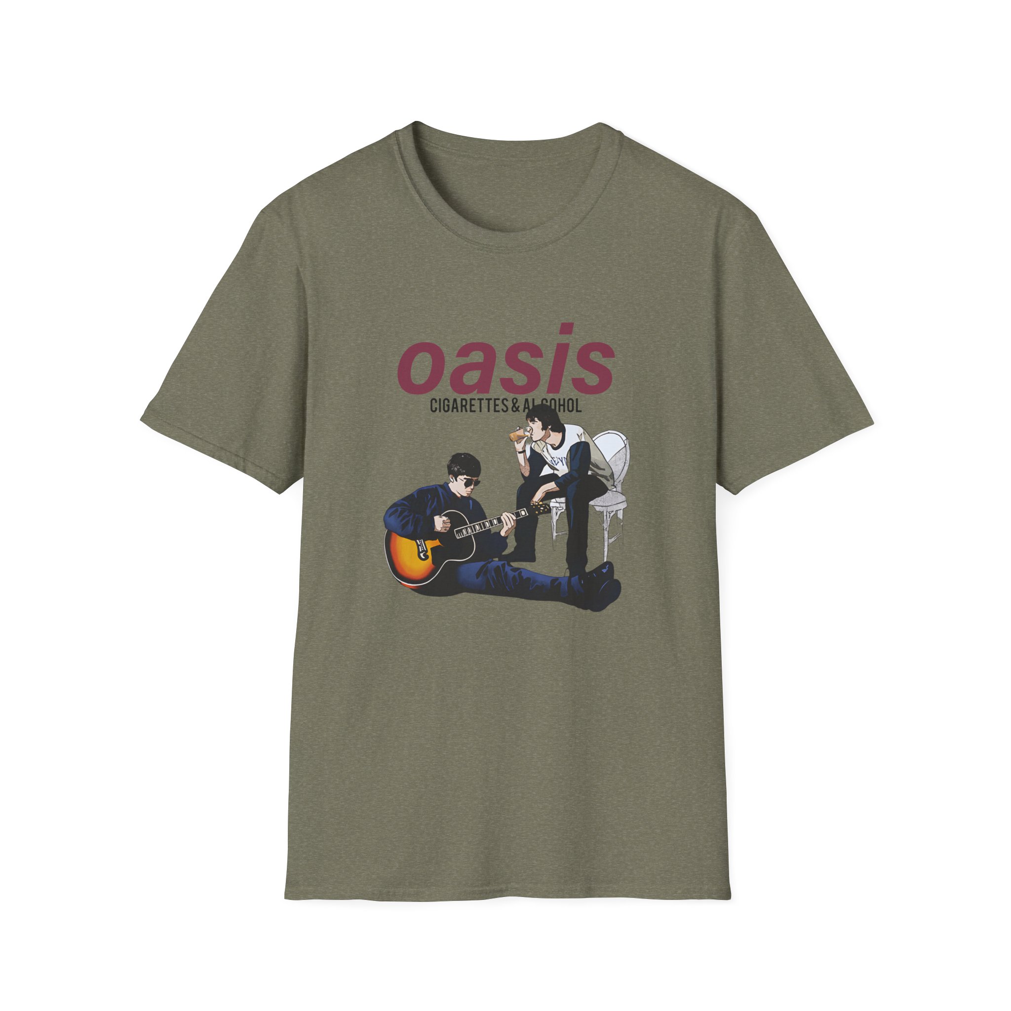 Oasis Cigarettes and Alcohol Illustration Unisex Softstyle T-Shirt