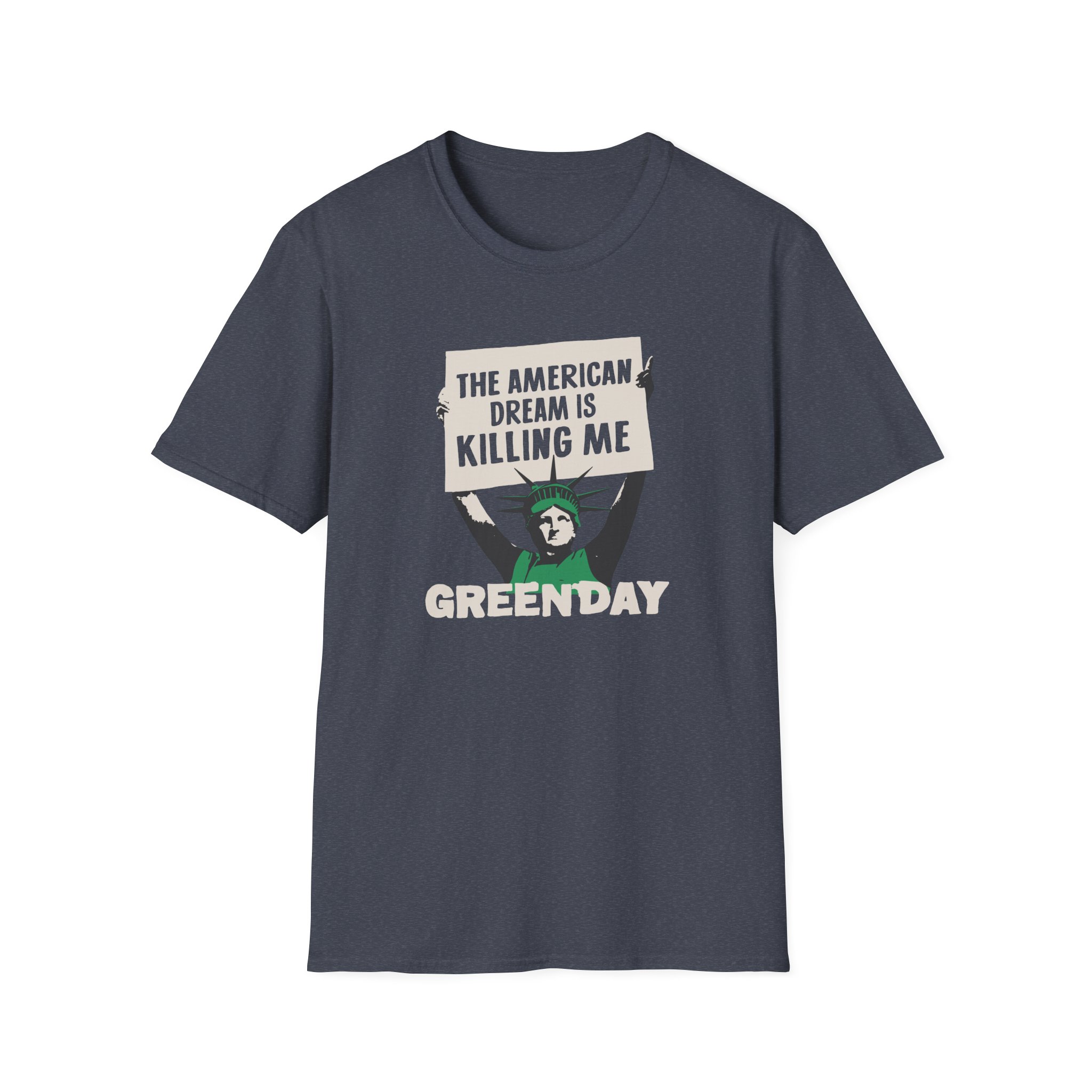 Green Day Lady Liberty Protest Unisex Softstyle T-Shirt