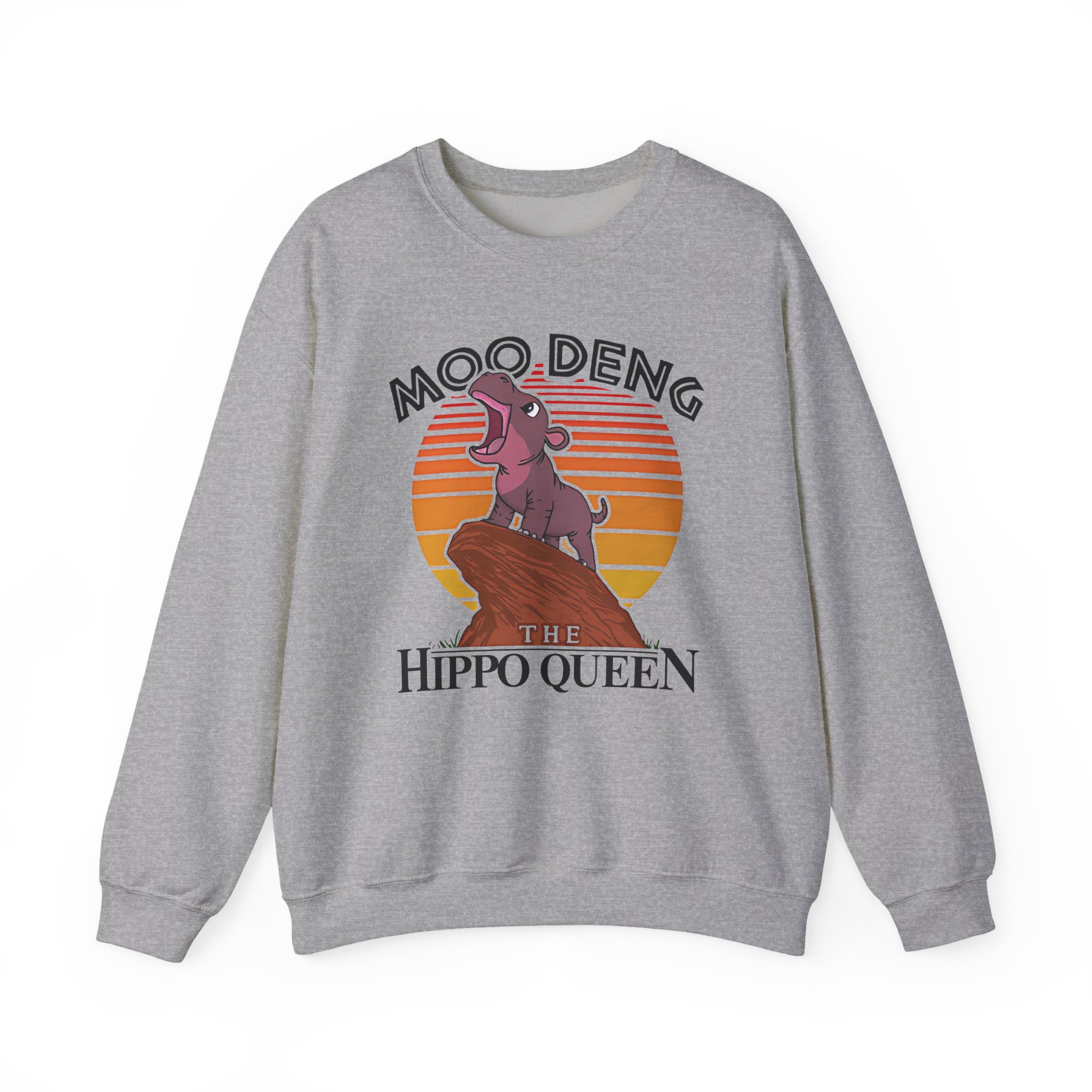 Moo Deng the Hippo Queen Unisex Heavy Blendâ„¢ Crewneck Sweatshirt