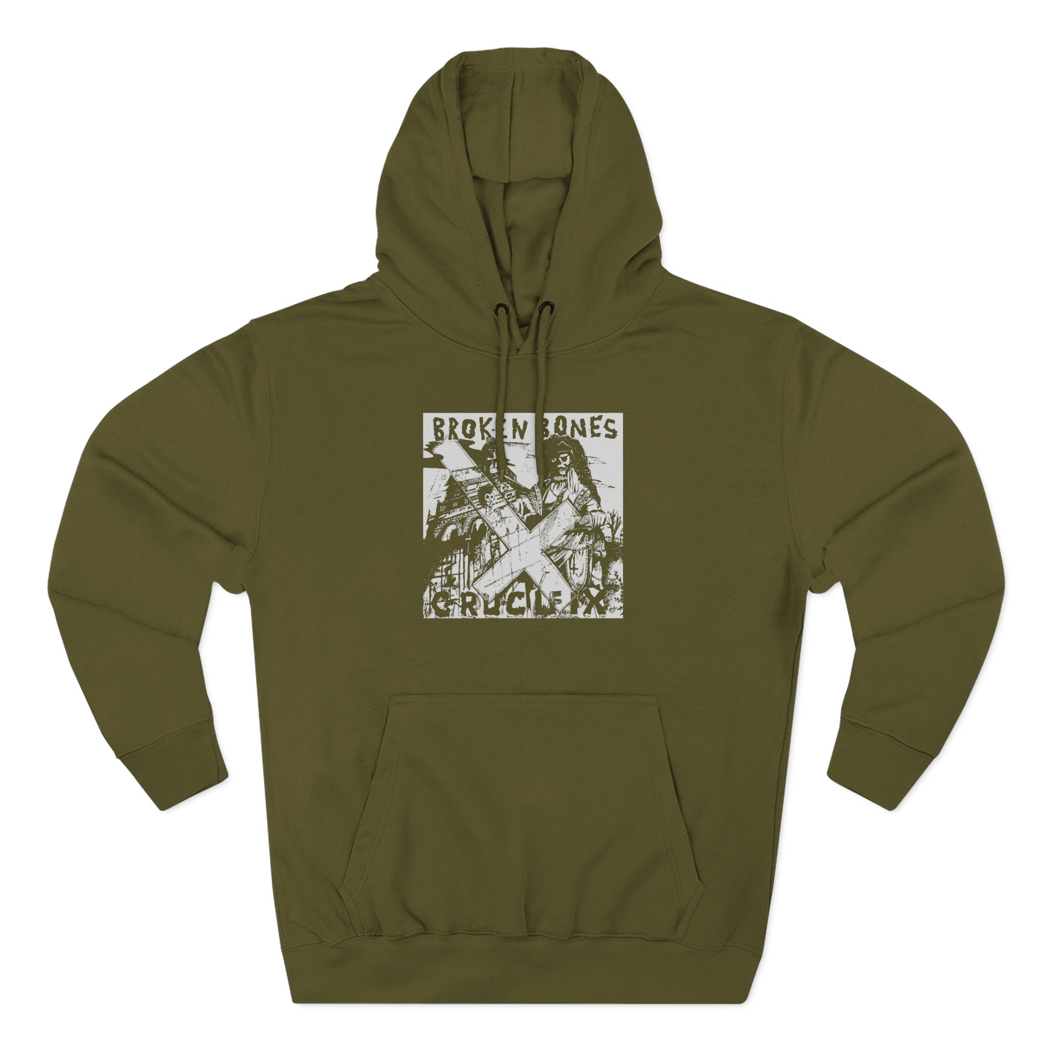 Broken Bones Crucifix Three-Panel Fleece Hoodie