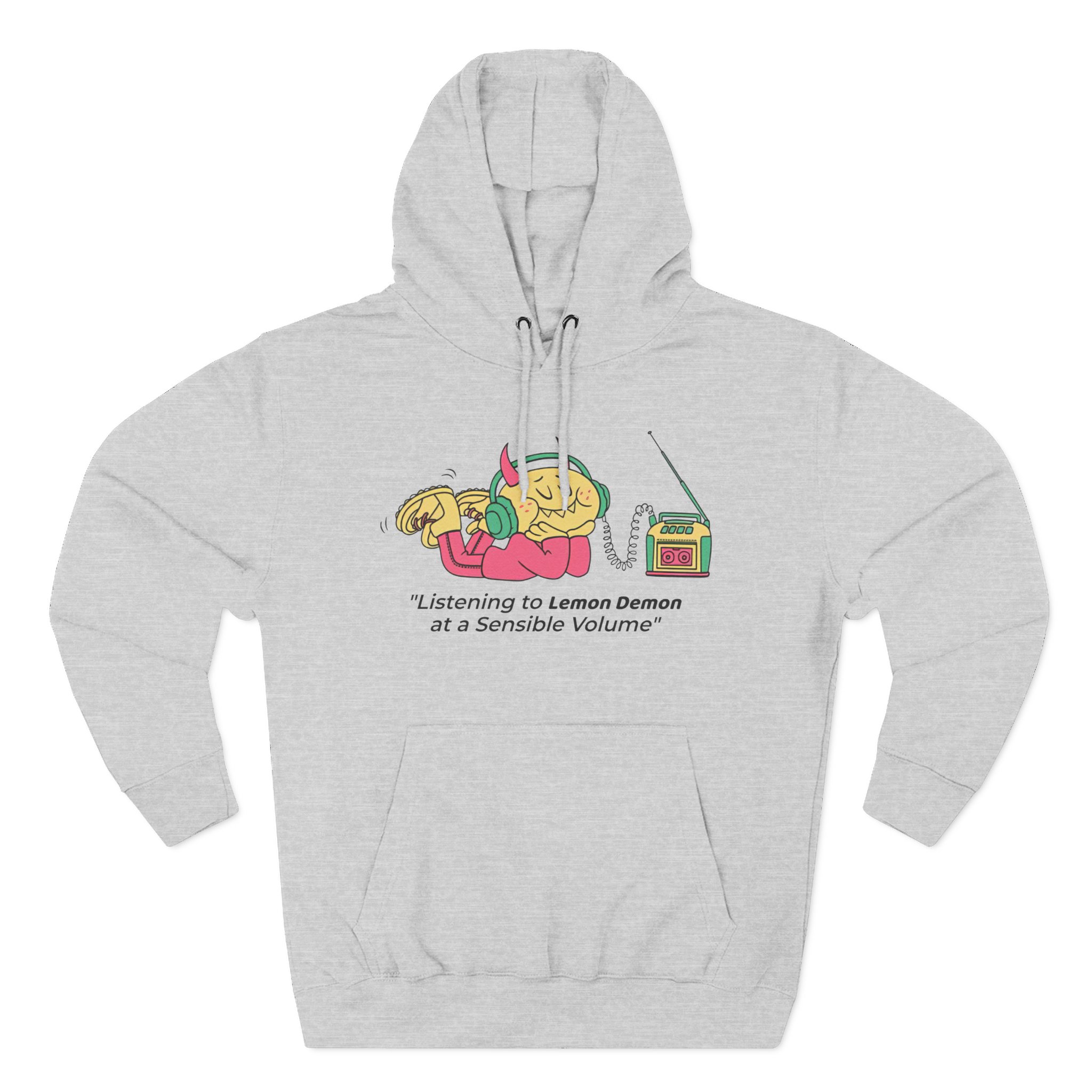 Lemon Demon Listening to at a Sensible Volume Three-Panel Fleece Hoodie