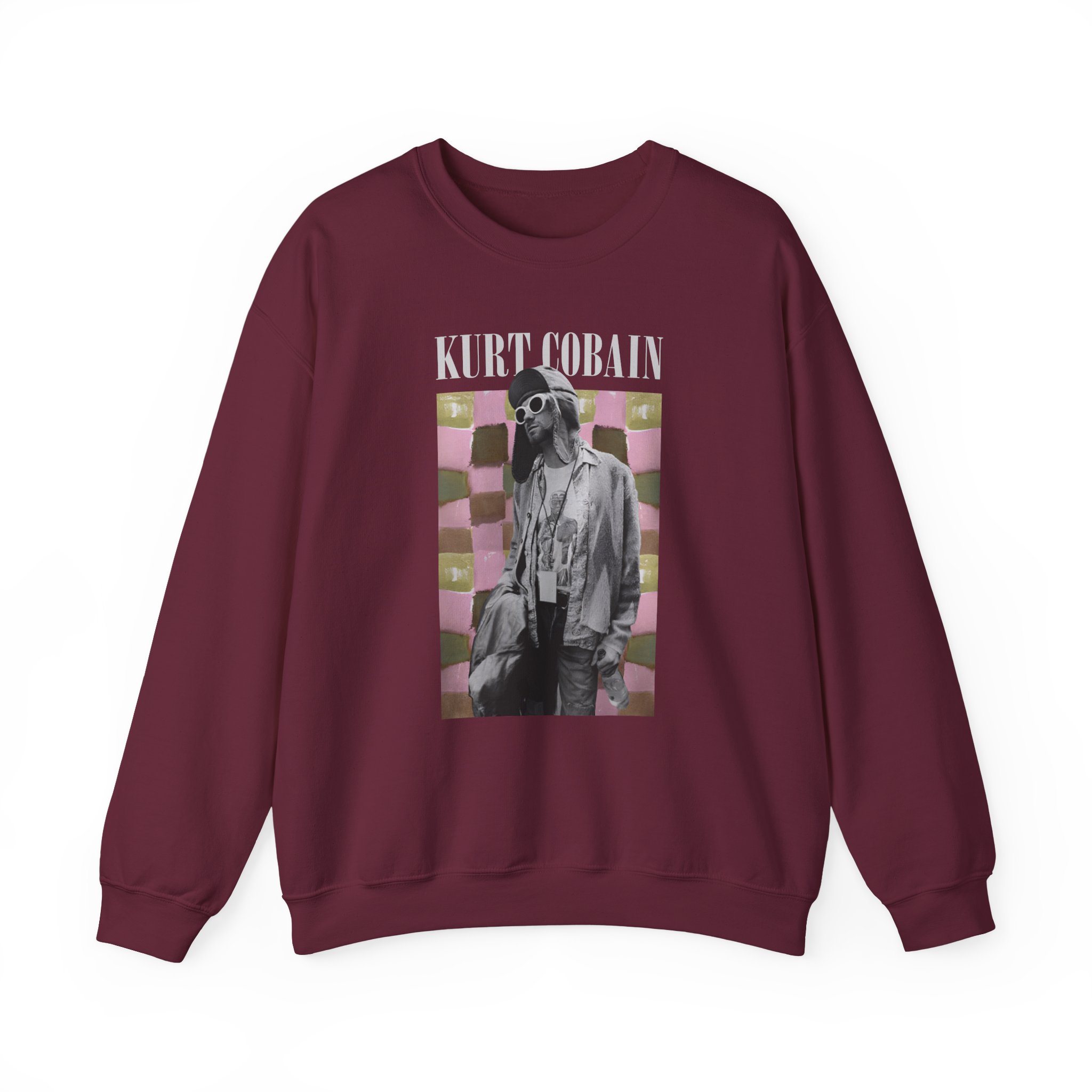 Kurt Cobain Checkered Unisex Heavy Blendâ„¢ Crewneck Sweatshirt