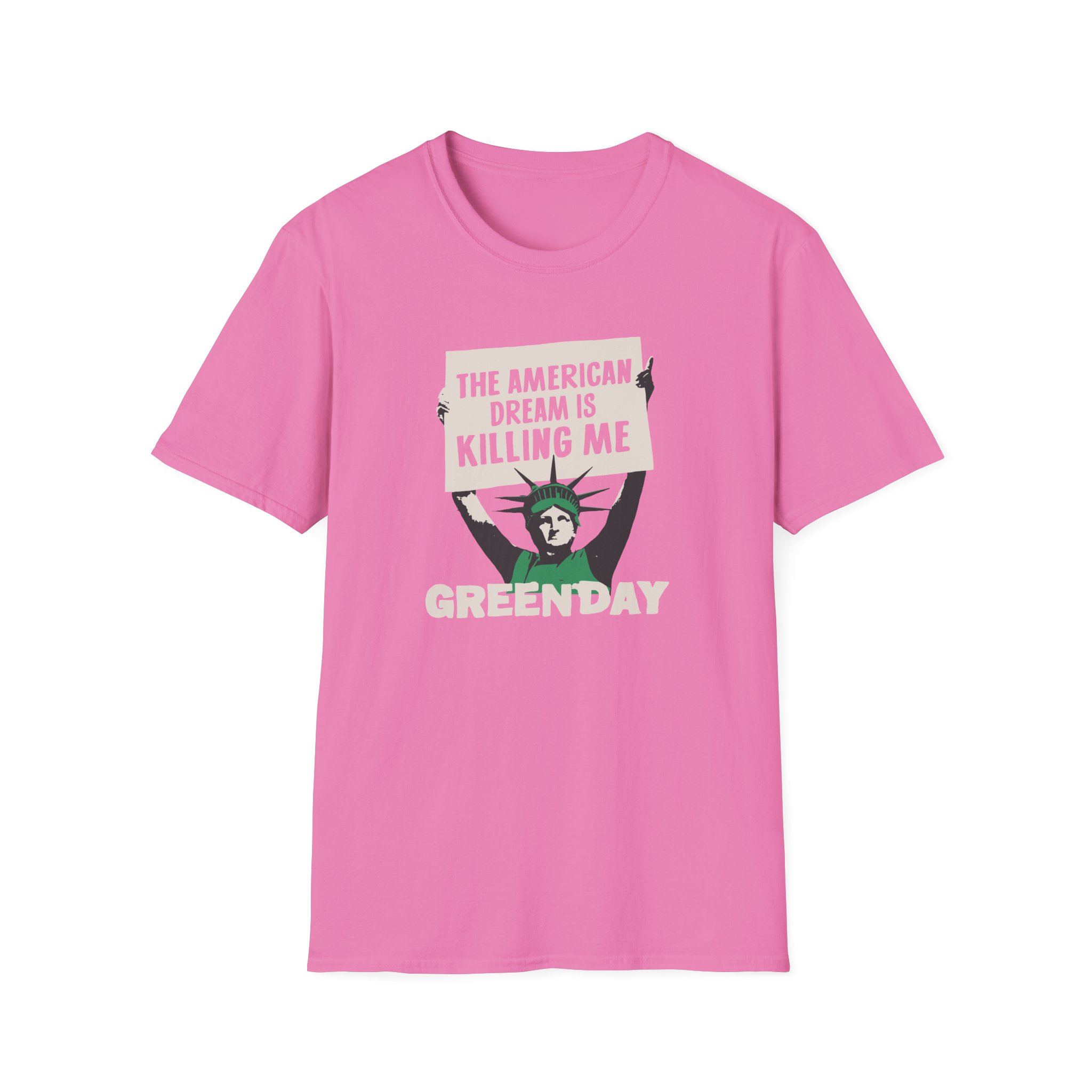 Green Day Lady Liberty Protest Unisex Softstyle T-Shirt