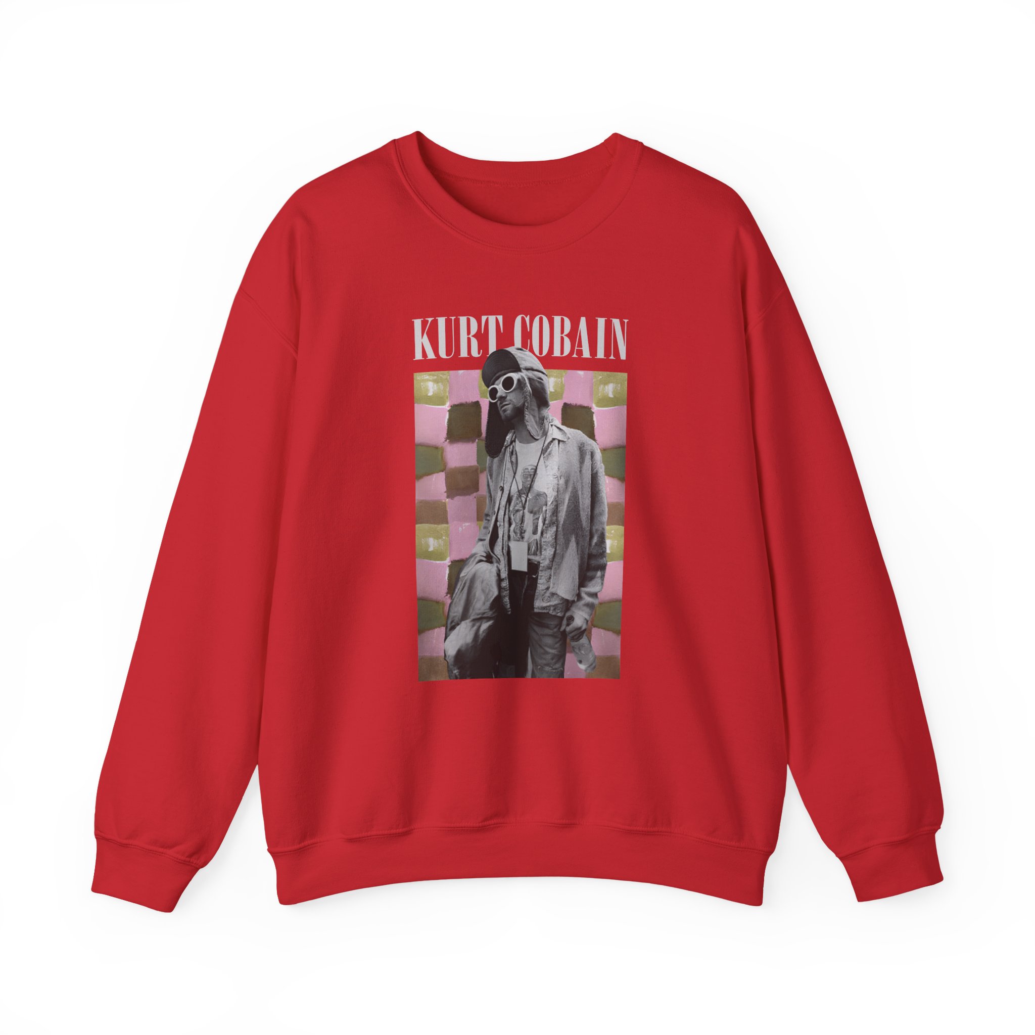 Kurt Cobain Checkered Unisex Heavy Blendâ„¢ Crewneck Sweatshirt