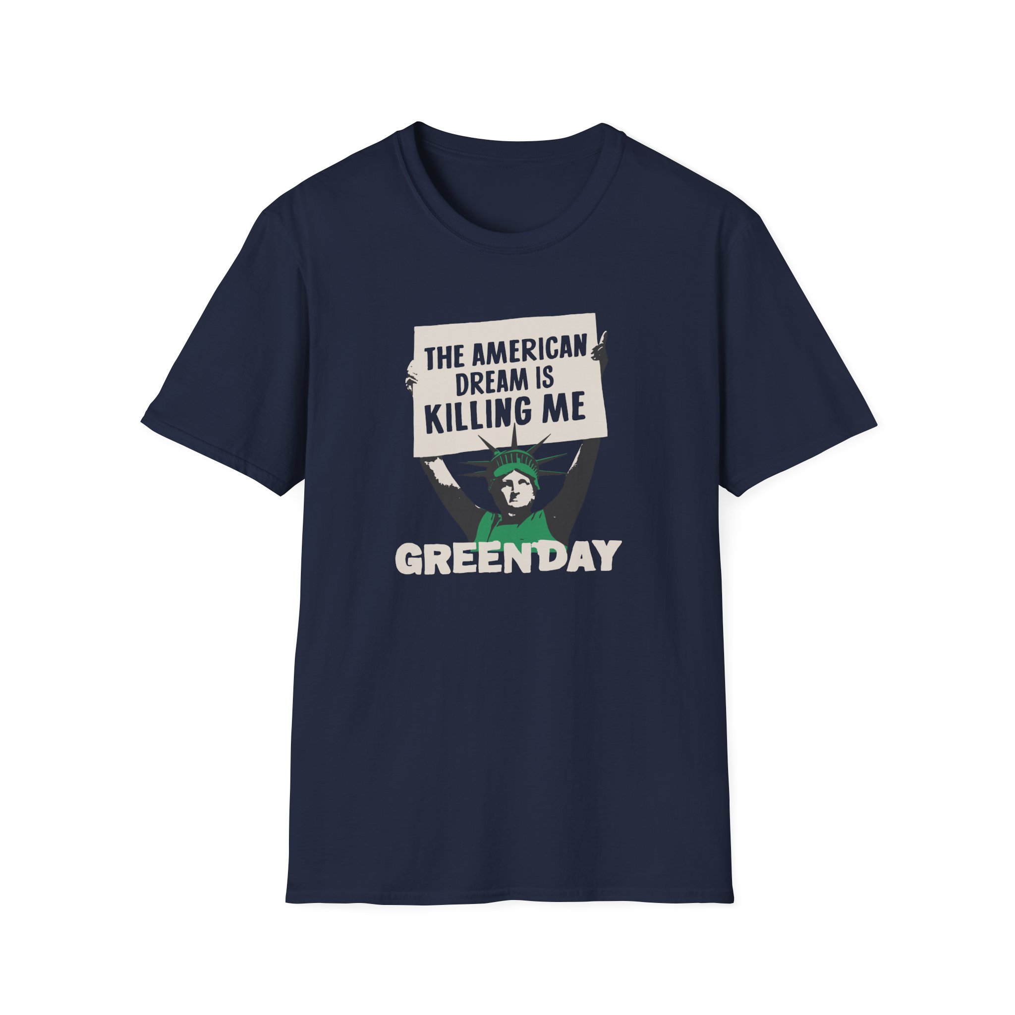 Green Day Lady Liberty Protest Unisex Softstyle T-Shirt