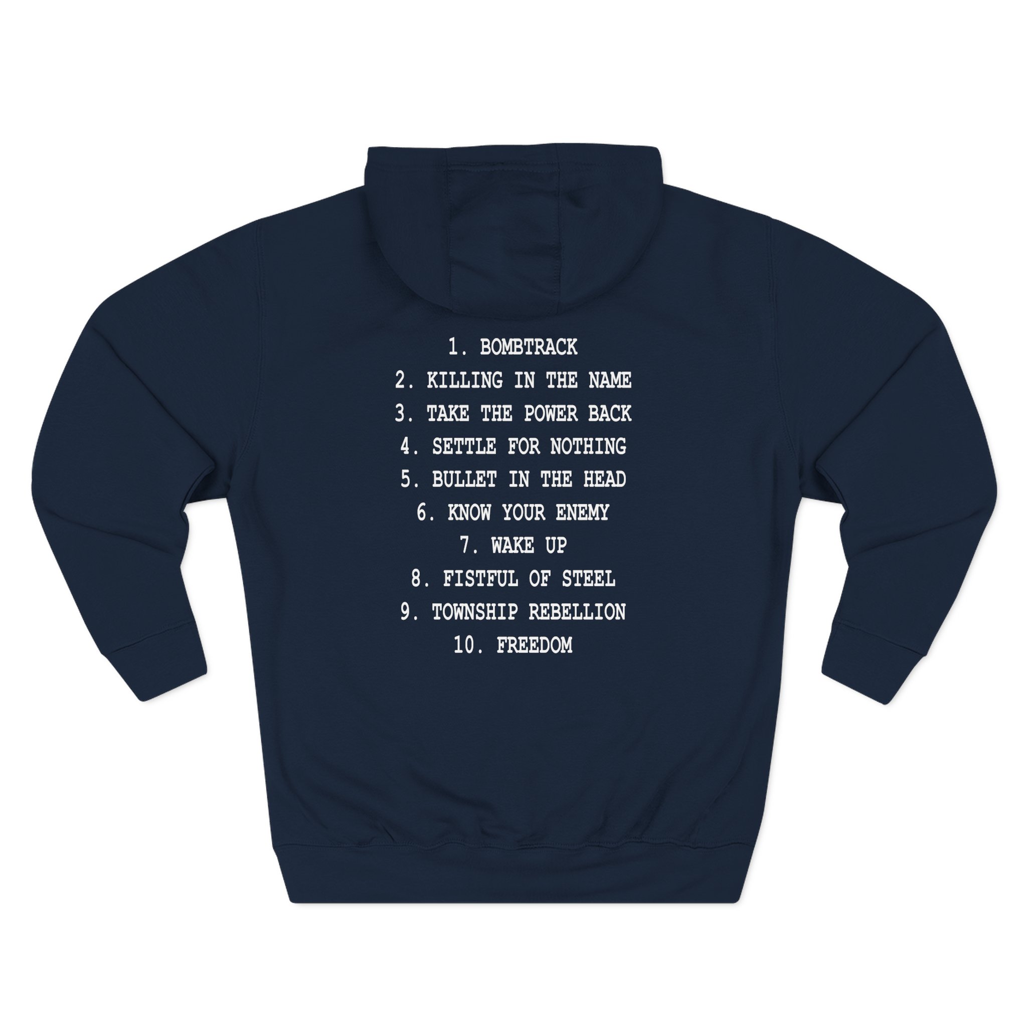 Rage Against the Machine Ratm Cover Tracklist Three-Panel Fleece Hoodie