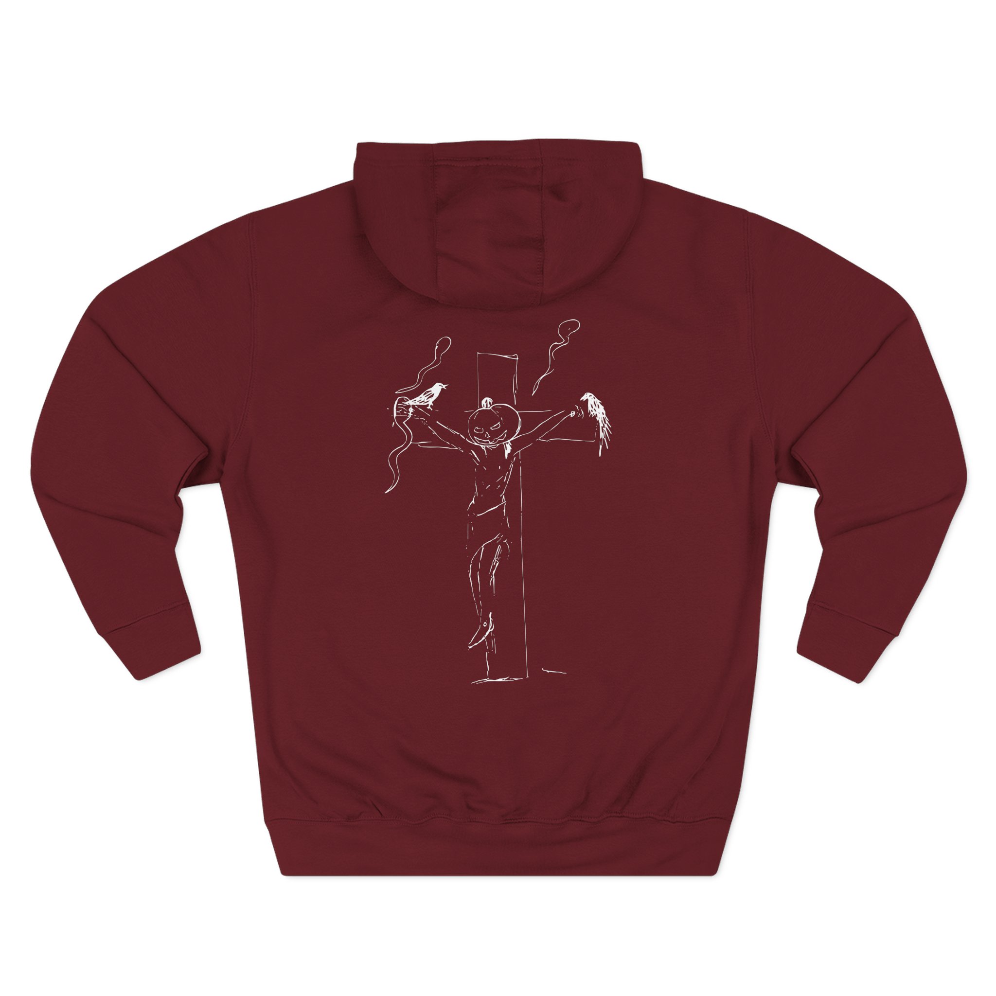 Kurt Cobain Pumpkin Head Crucifix Three-Panel Fleece Hoodie