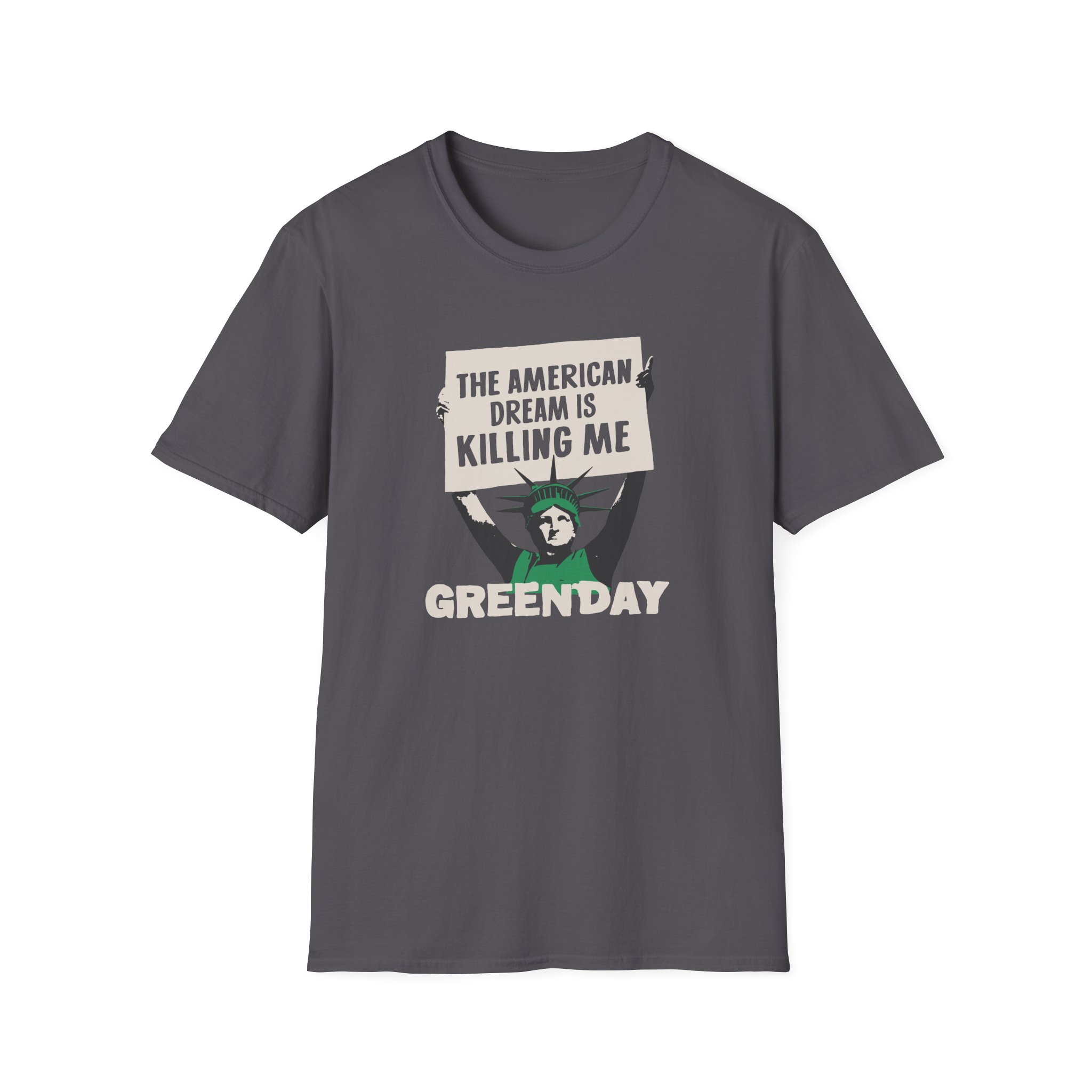 Green Day Lady Liberty Protest Unisex Softstyle T-Shirt