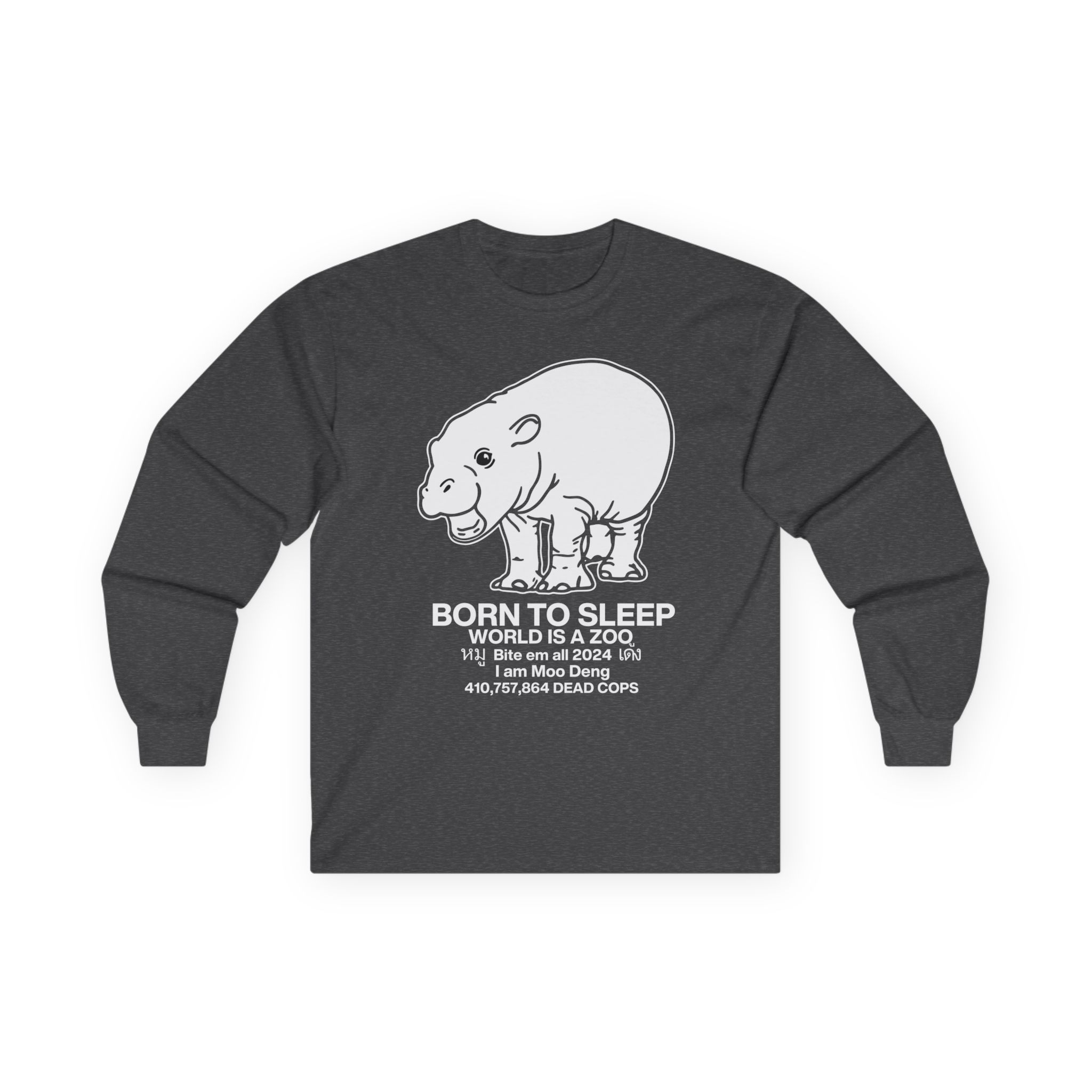 Moo Deng Born to Sleep Unisex Ultra Cotton Long Sleeve Tee