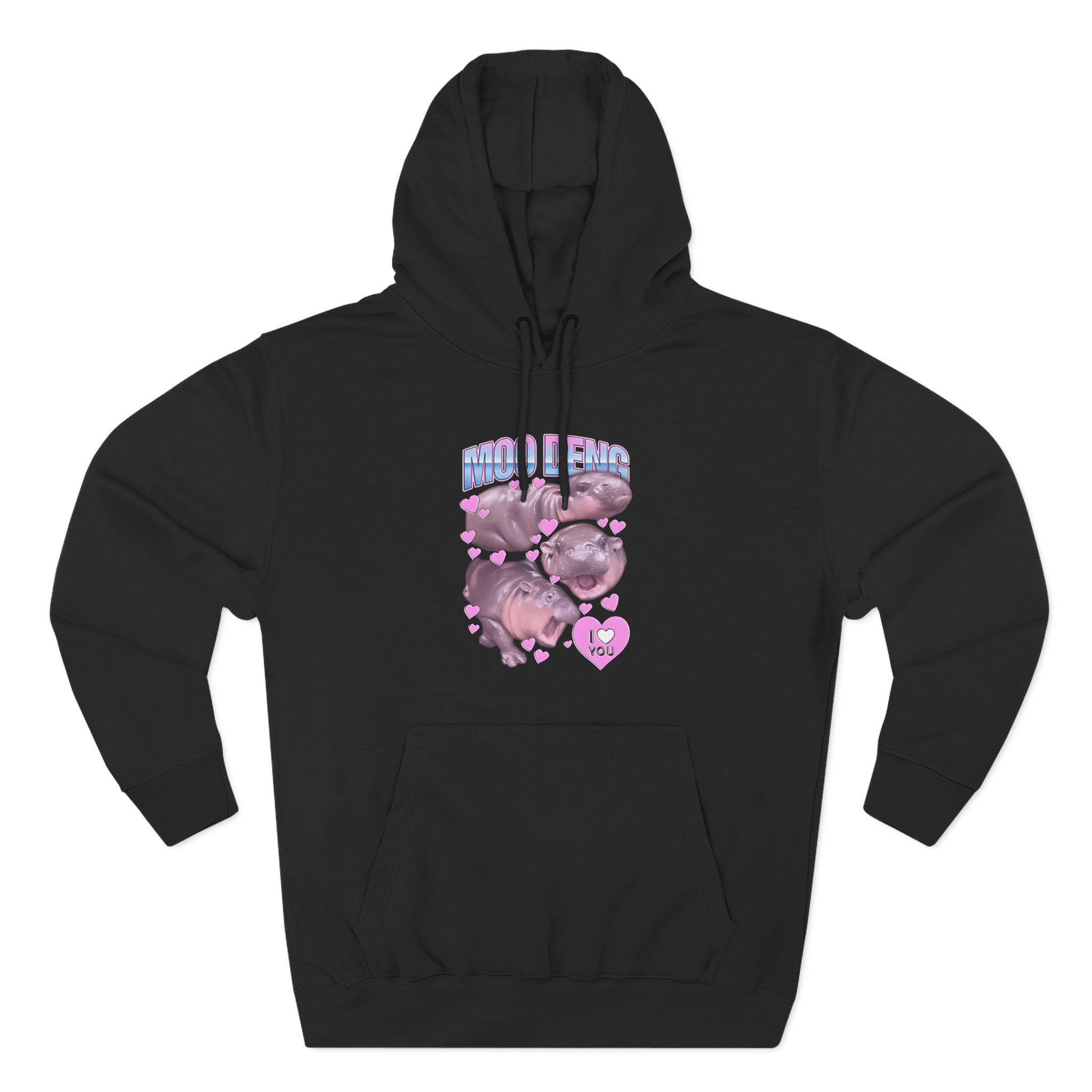 Moo Deng Three-Panel Fleece Hoodie
