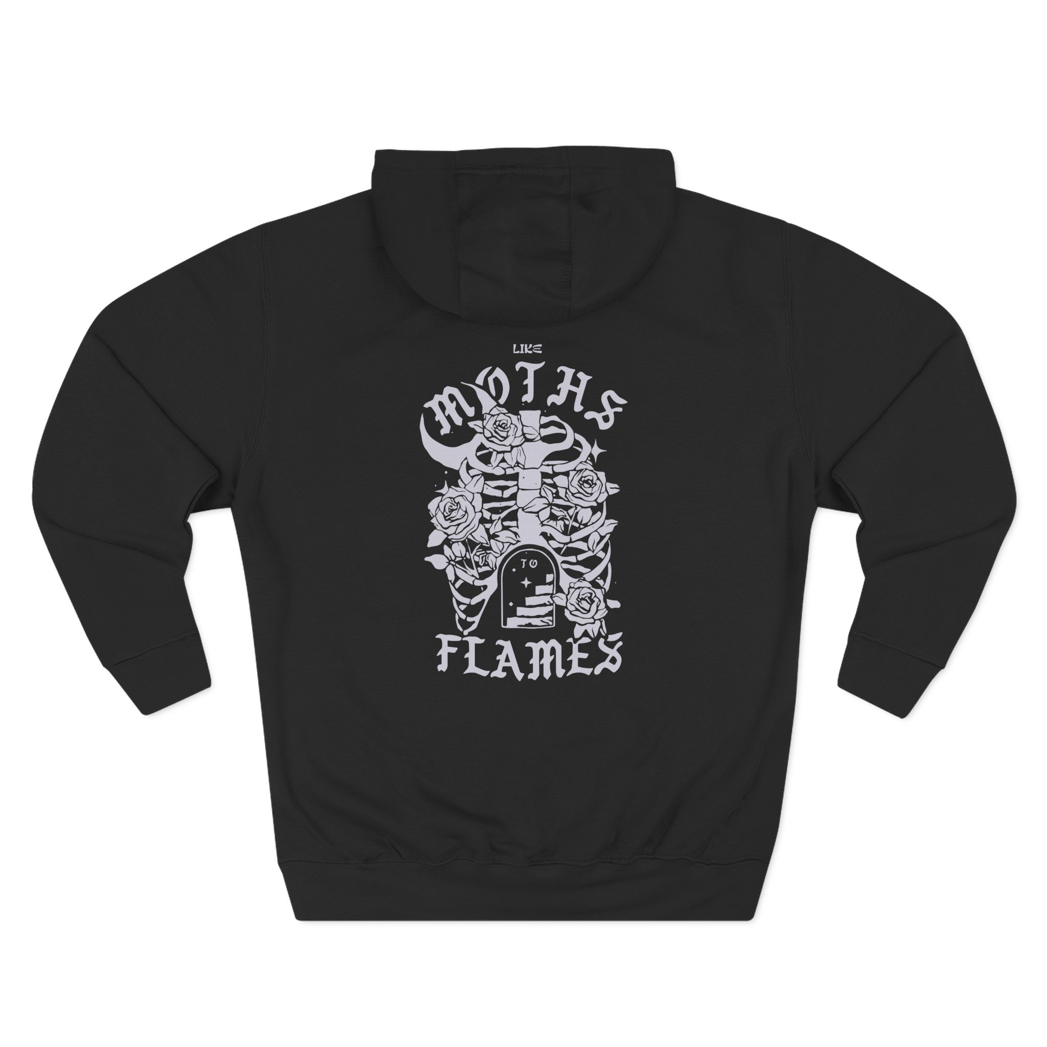 Like Moths to Flames Three-Panel Fleece Hoodie