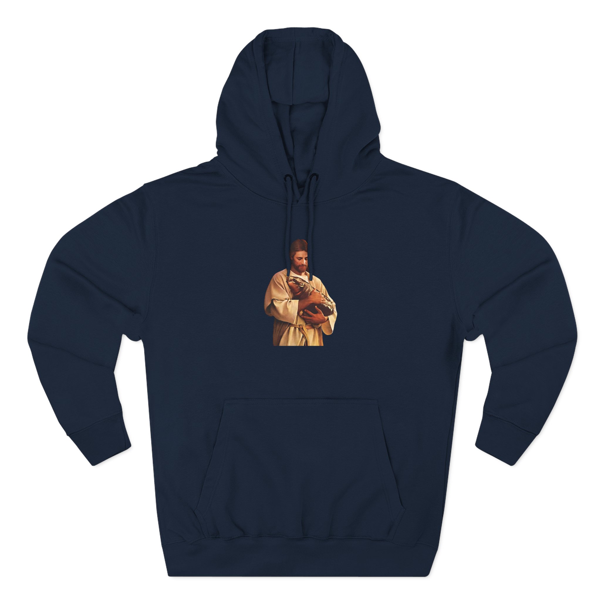 Moo Deng Jesus Three-Panel Fleece Hoodie