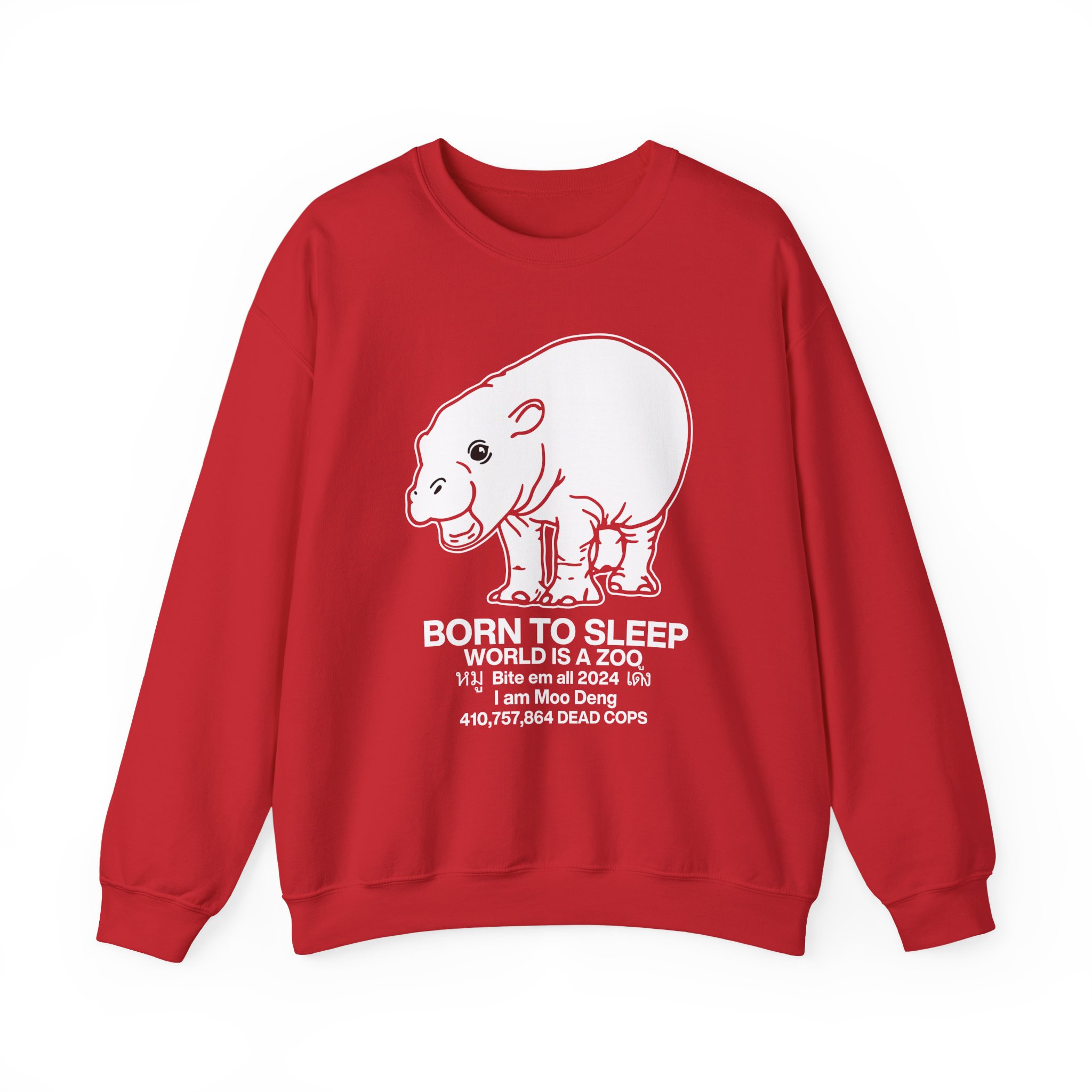 Moo Deng Born to Sleep Unisex Heavy Blendâ„¢ Crewneck Sweatshirt