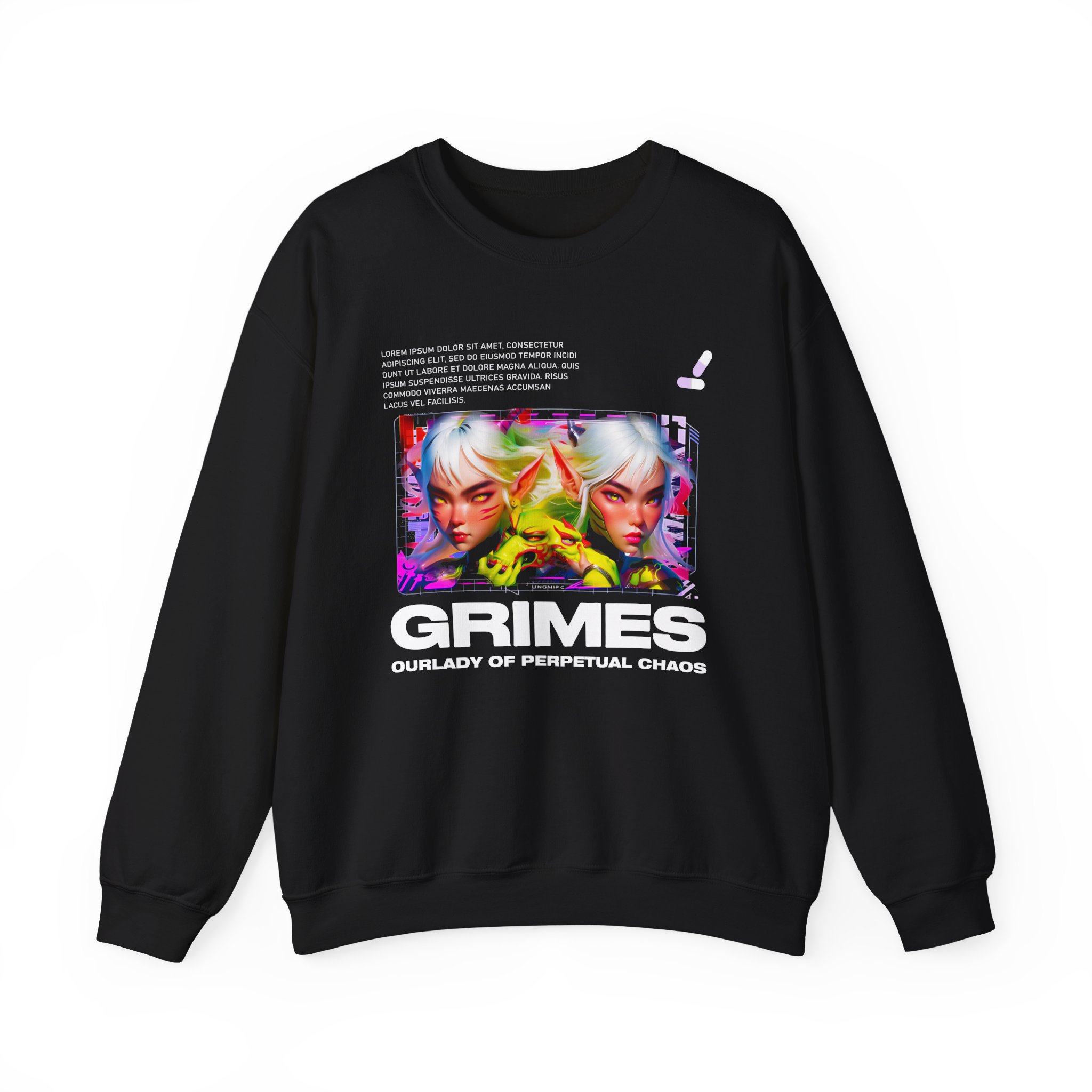 Grimes Our Lady of Perpetual Chaos Unisex Heavy Blend Crewneck Sweatshirt