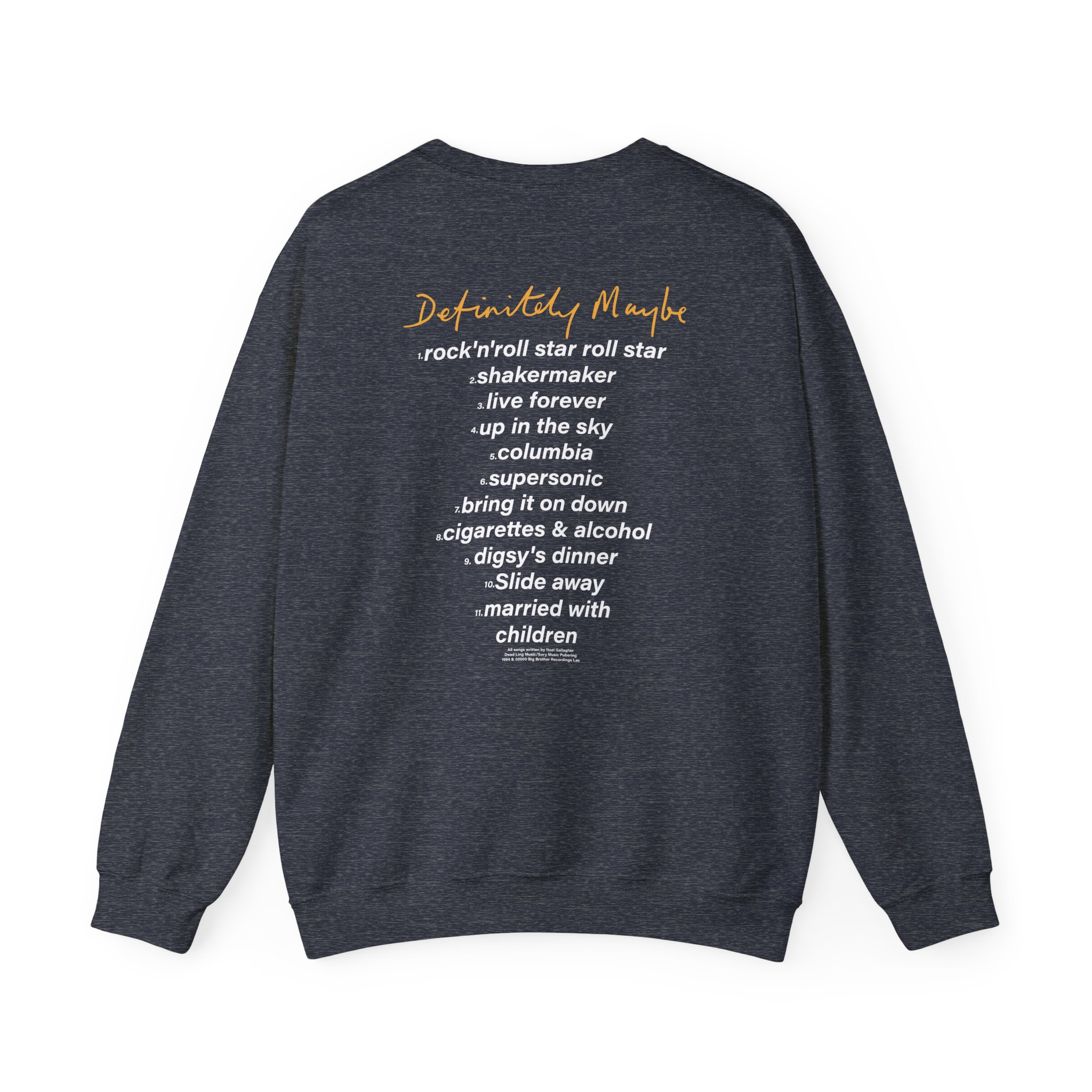 Oasis Definitely Maybe Tracklist Unisex Heavy Blendâ„¢ Crewneck Sweatshirt