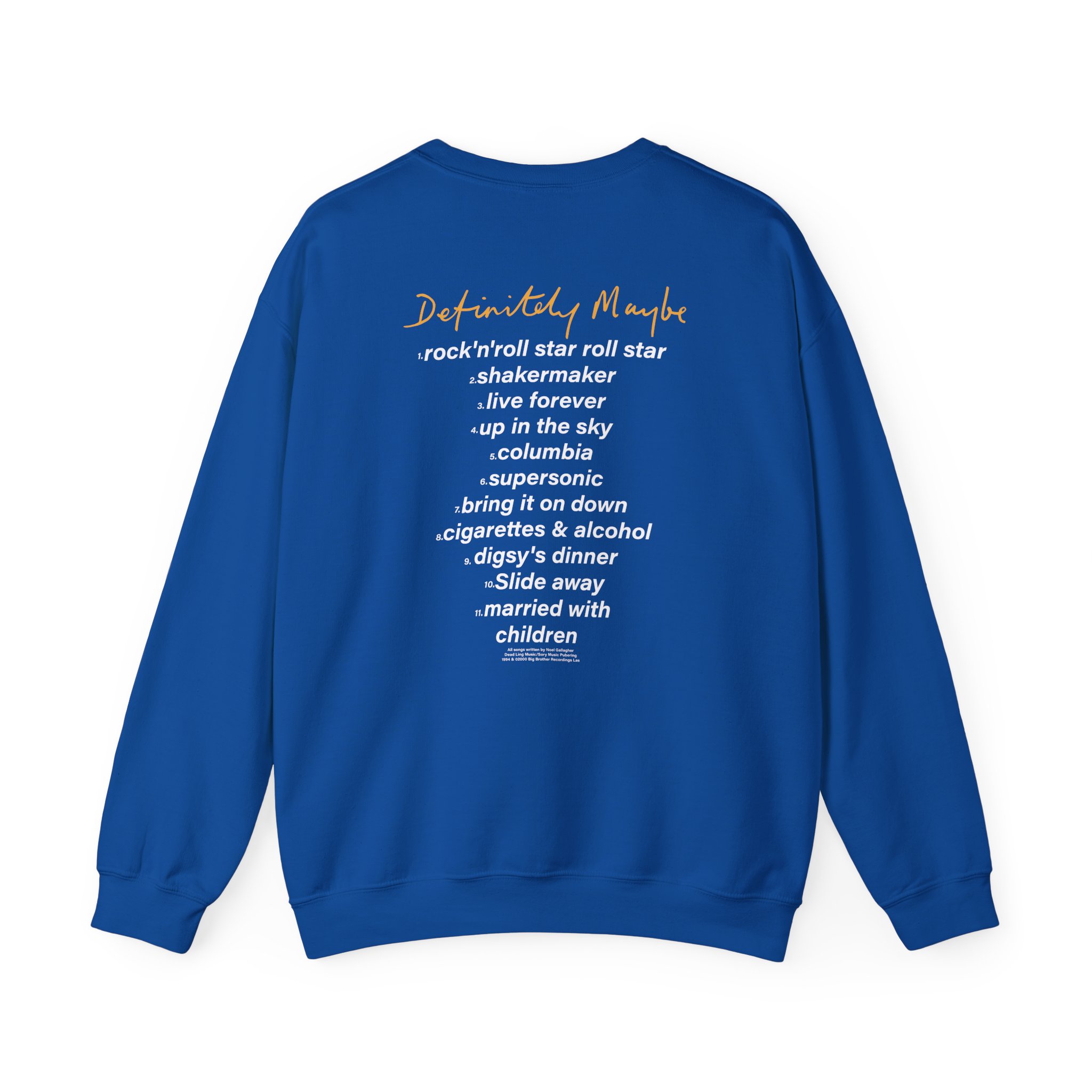 Oasis Definitely Maybe Tracklist Unisex Heavy Blendâ„¢ Crewneck Sweatshirt