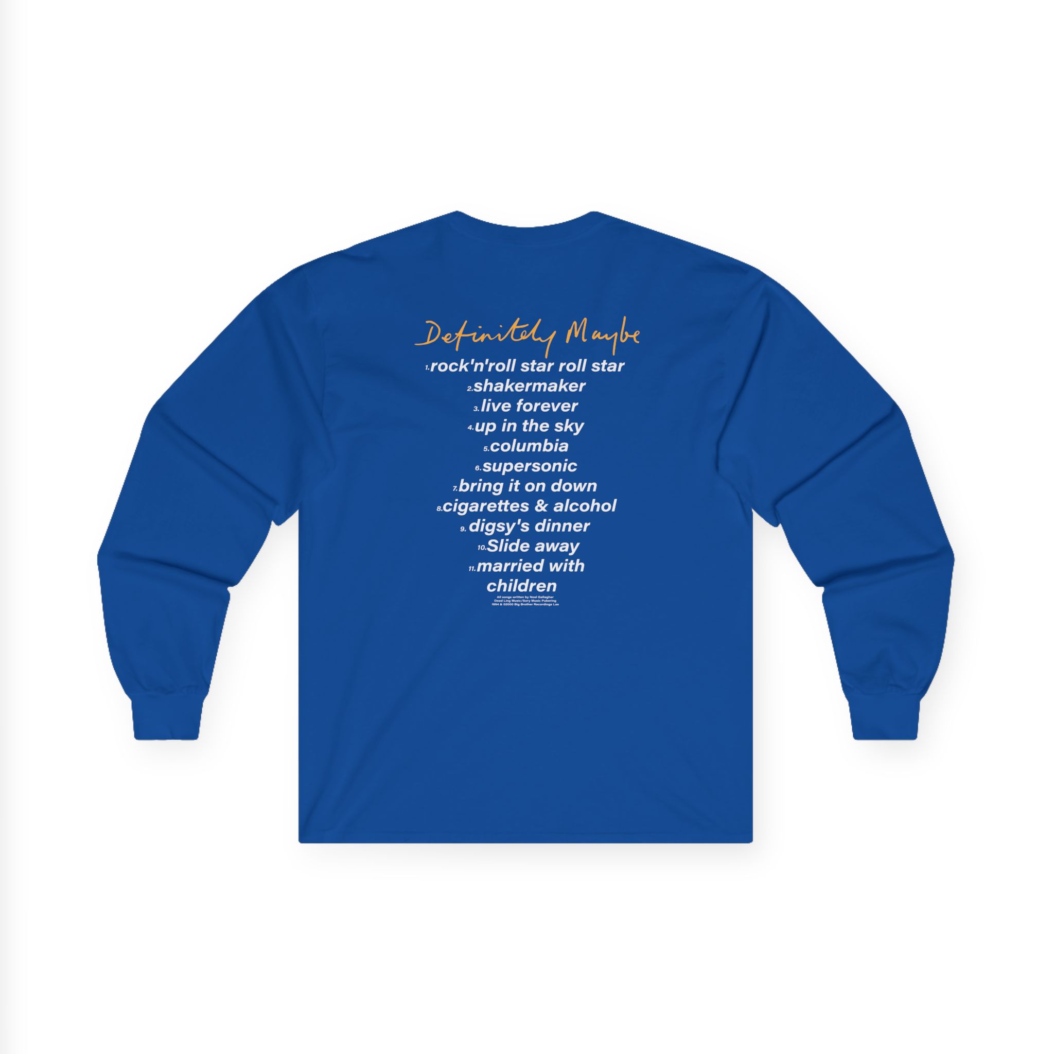 Oasis Definitely Maybe Tracklist Unisex Ultra Cotton Long Sleeve Tee