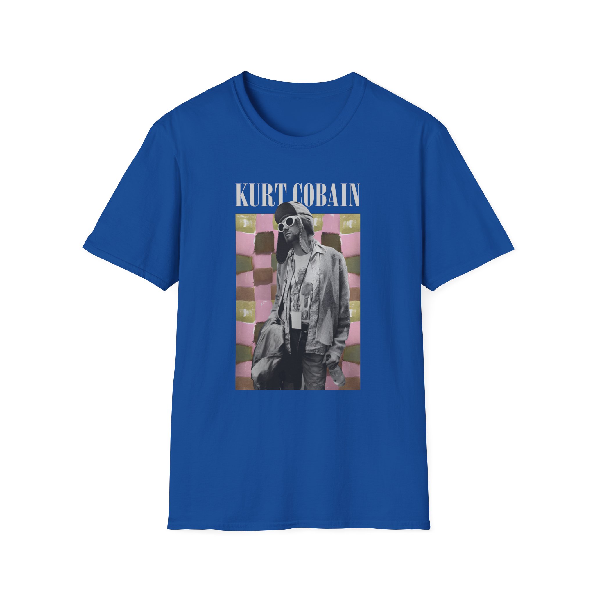 Kurt Cobain Checkered Unisex Softstyle T-Shirt