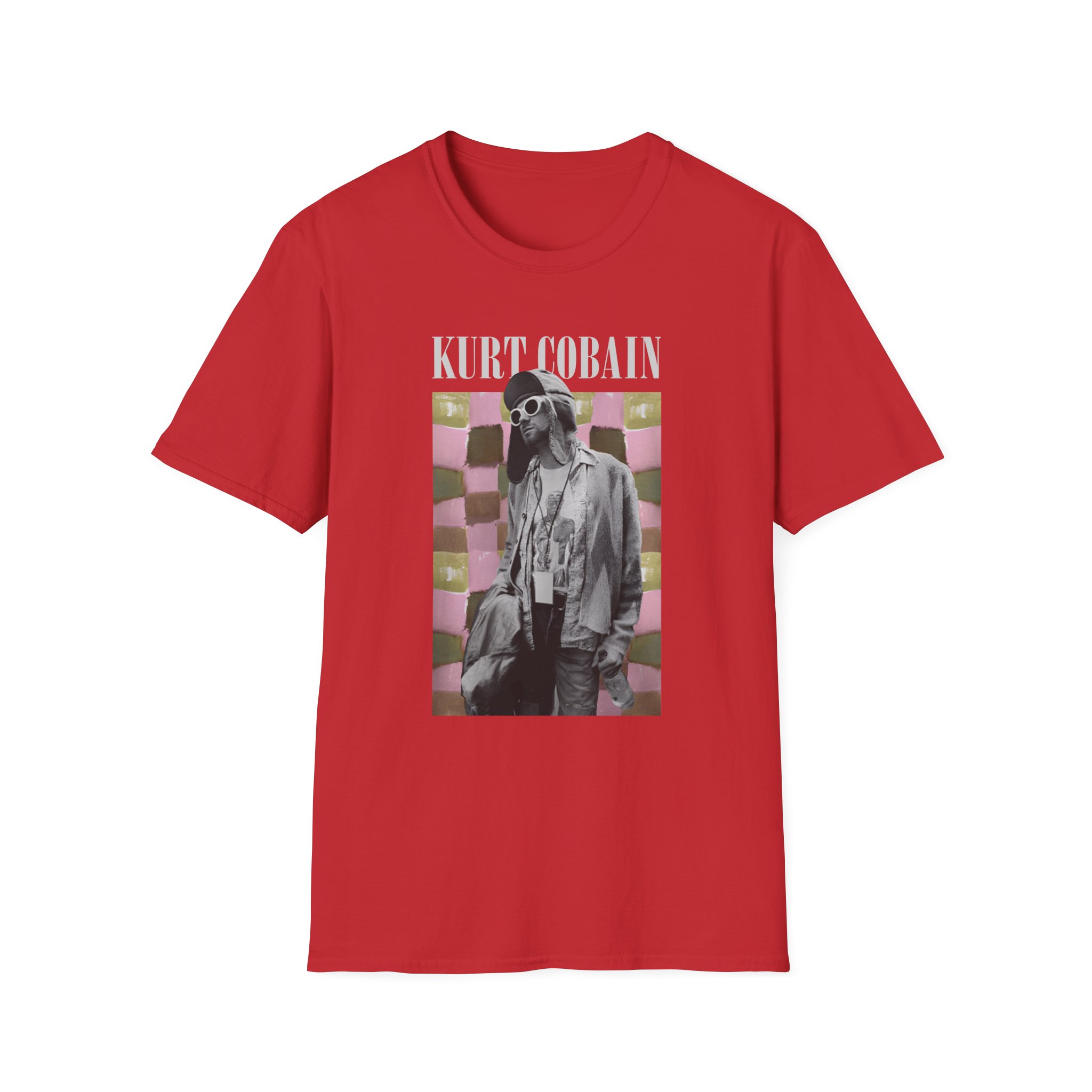Kurt Cobain Checkered Unisex Softstyle T-Shirt