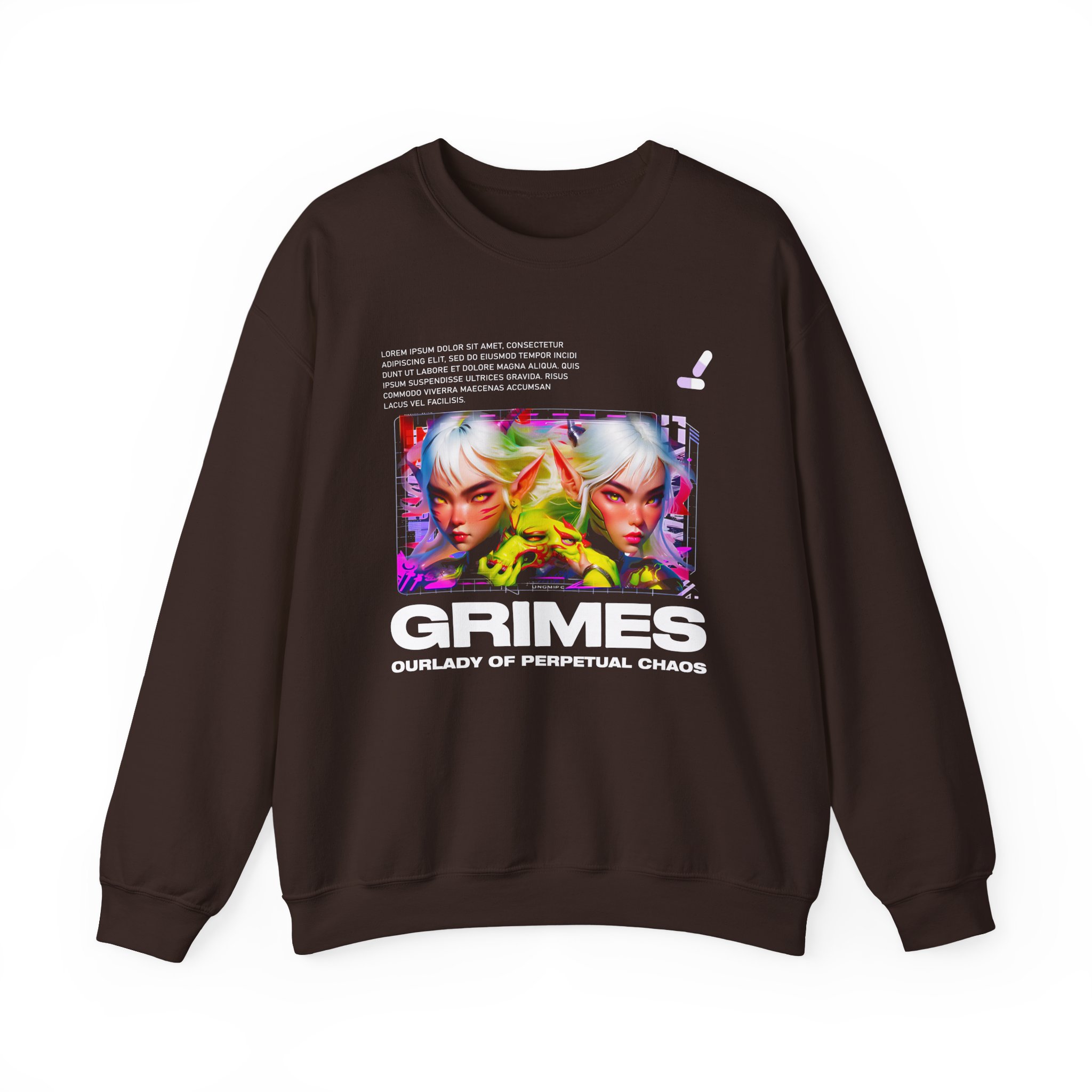 Grimes Our Lady of Perpetual Chaos Unisex Heavy Blend Crewneck Sweatshirt