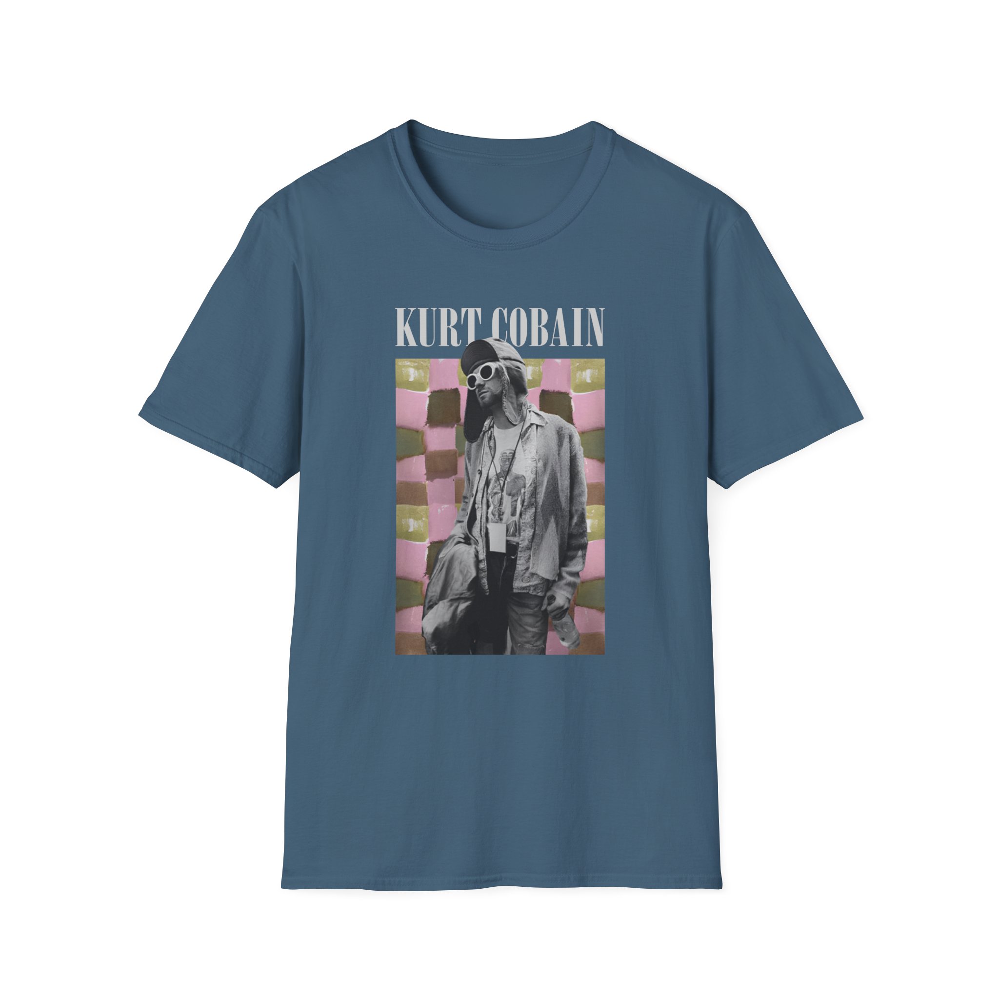 Kurt Cobain Checkered Unisex Softstyle T-Shirt