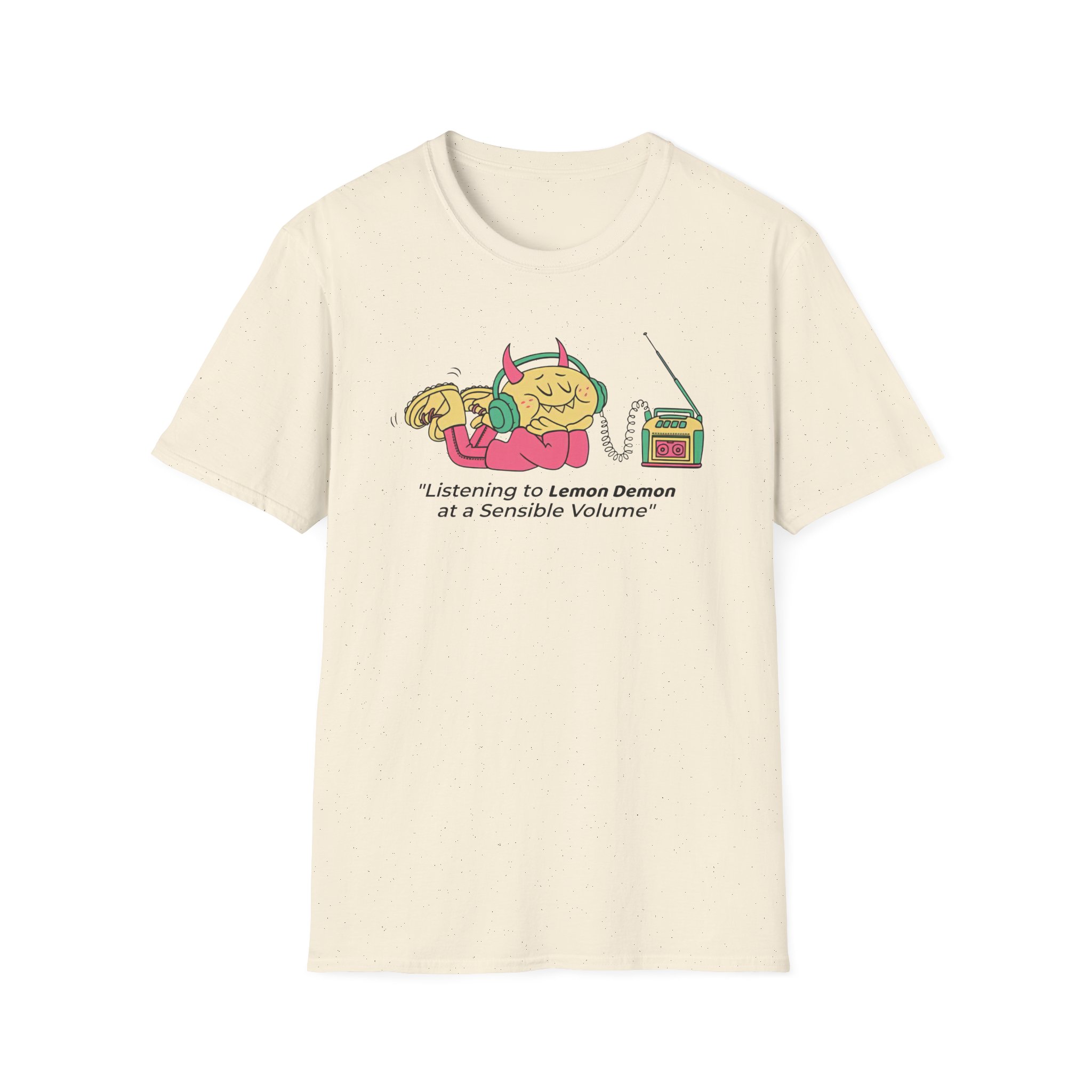 Lemon Demon Listening to at a Sensible Volume Unisex Softstyle T-Shirt