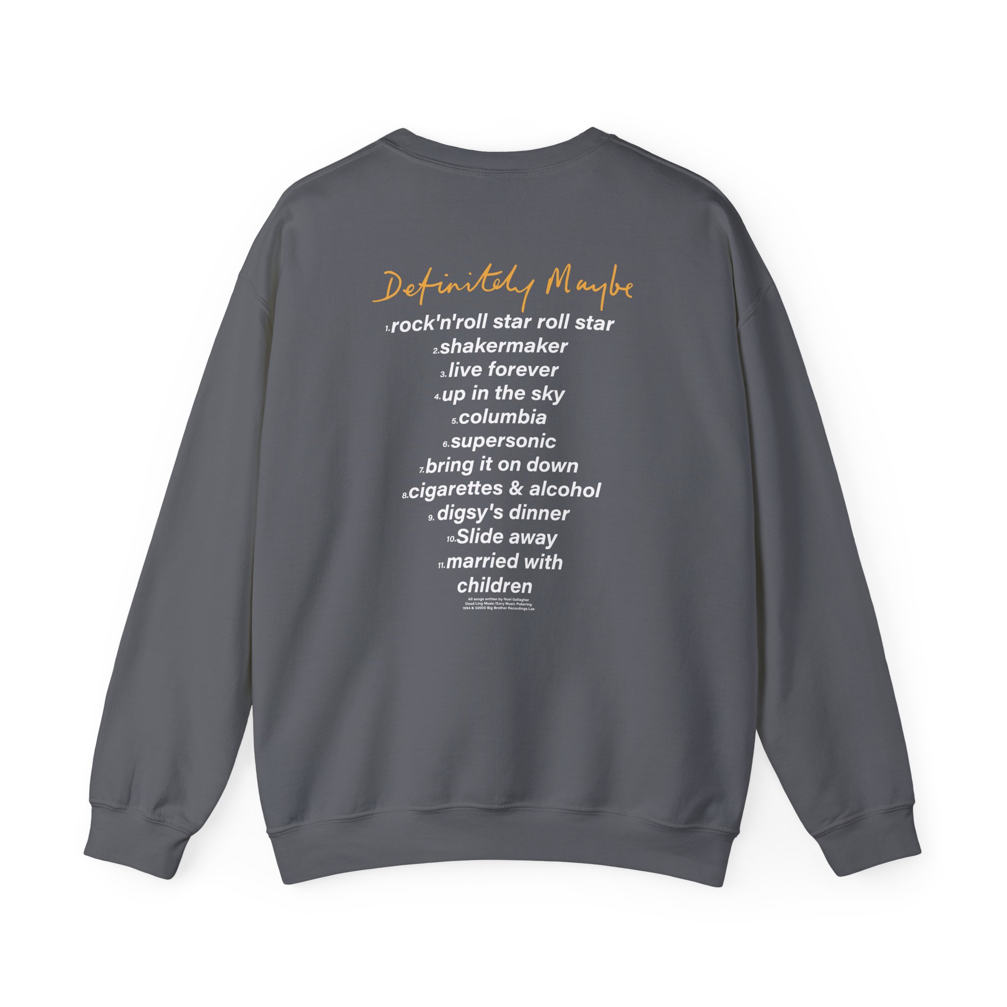 Oasis Definitely Maybe Tracklist Unisex Heavy Blendâ„¢ Crewneck Sweatshirt