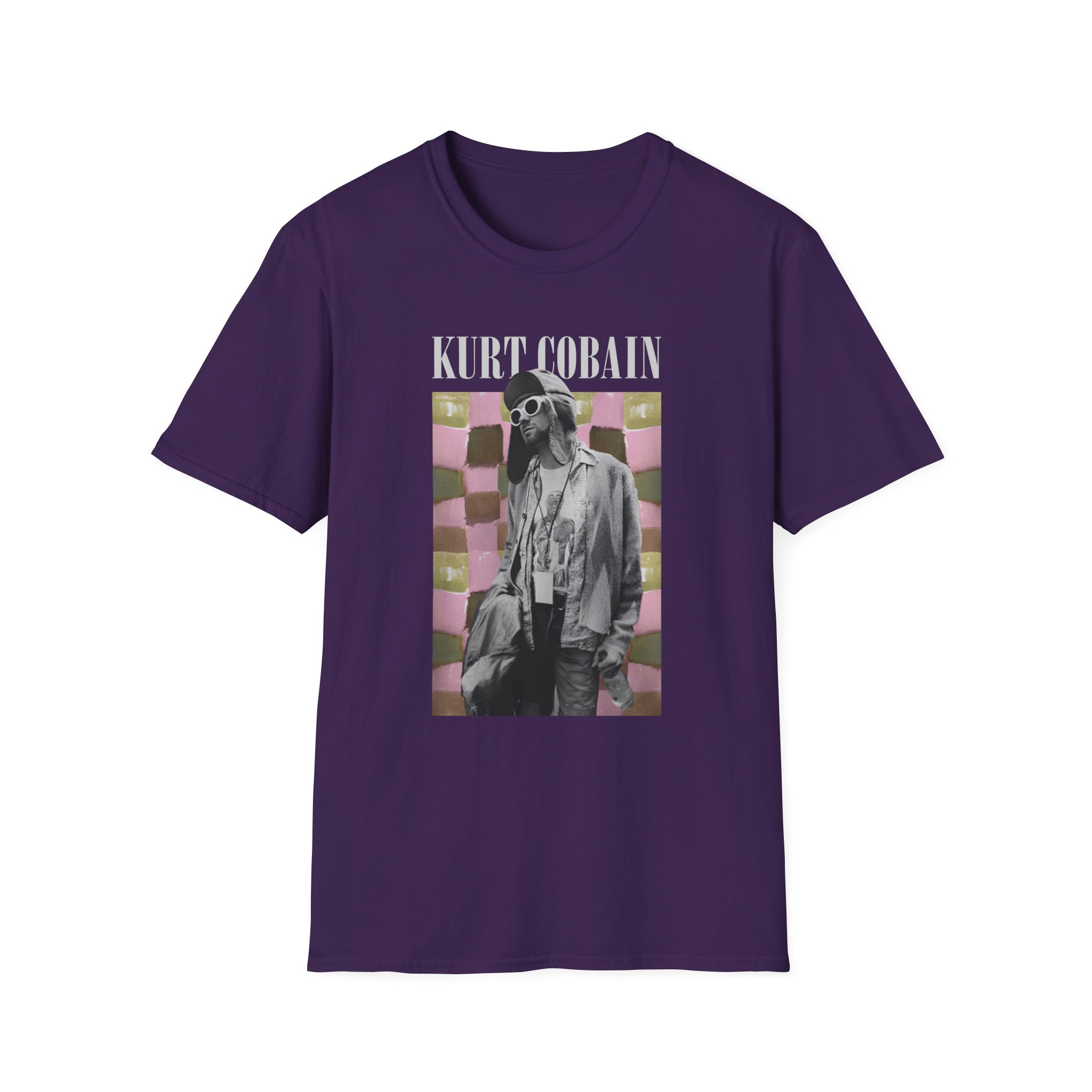 Kurt Cobain Checkered Unisex Softstyle T-Shirt