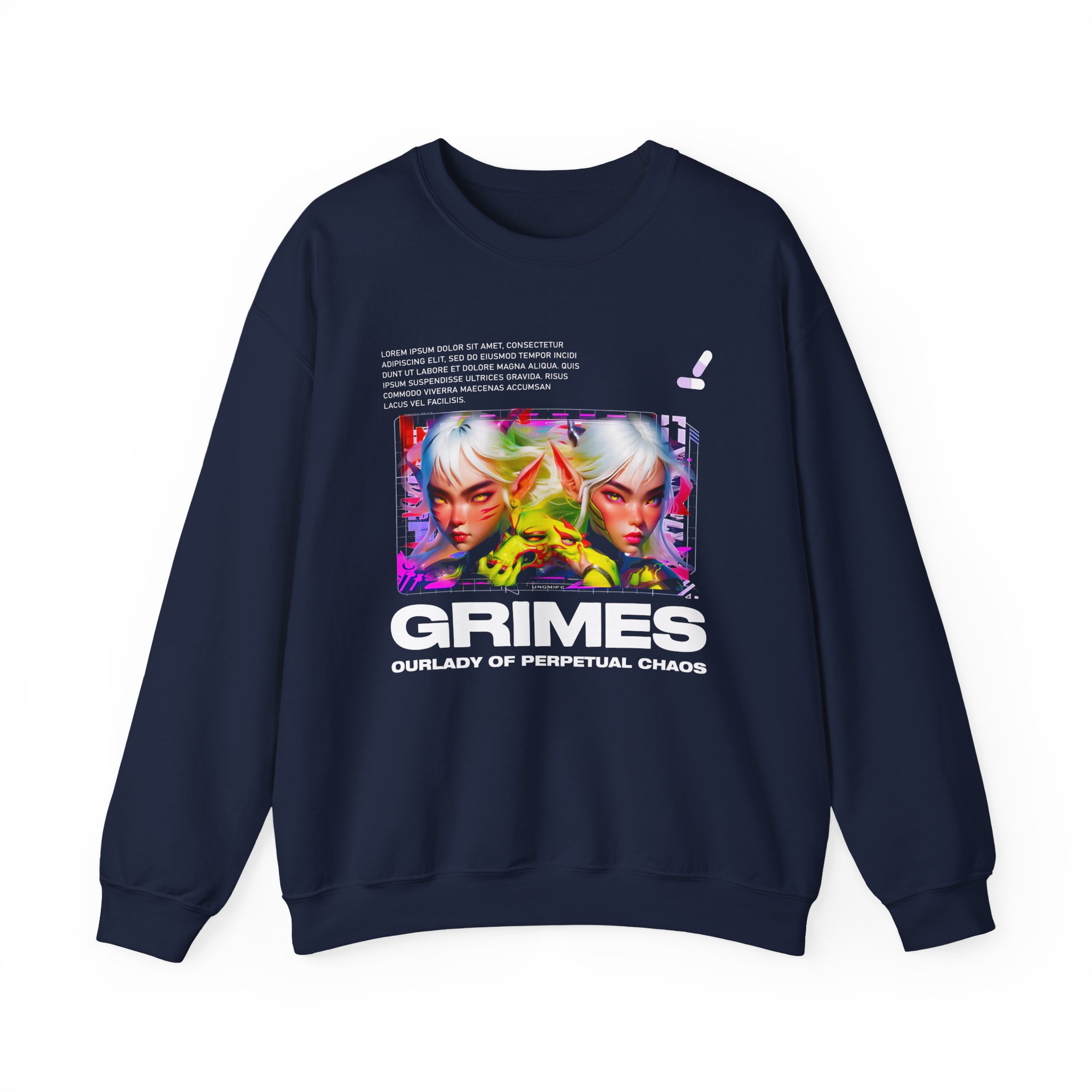 Grimes Our Lady of Perpetual Chaos Unisex Heavy Blend Crewneck Sweatshirt