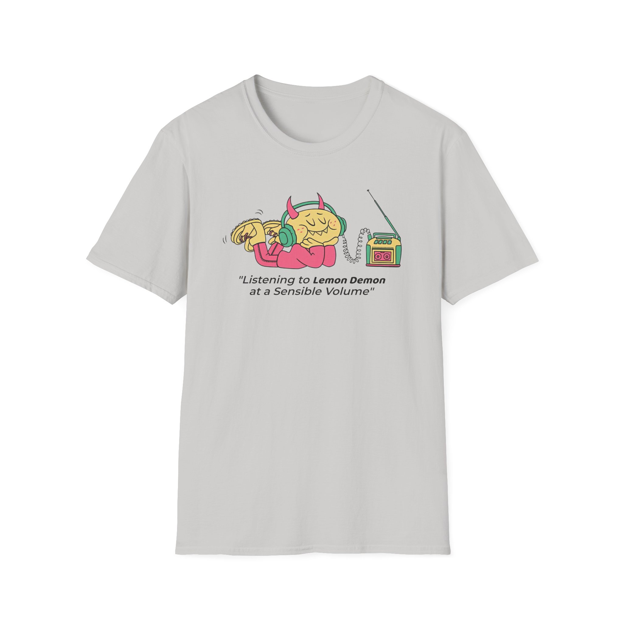 Lemon Demon Listening to at a Sensible Volume Unisex Softstyle T-Shirt