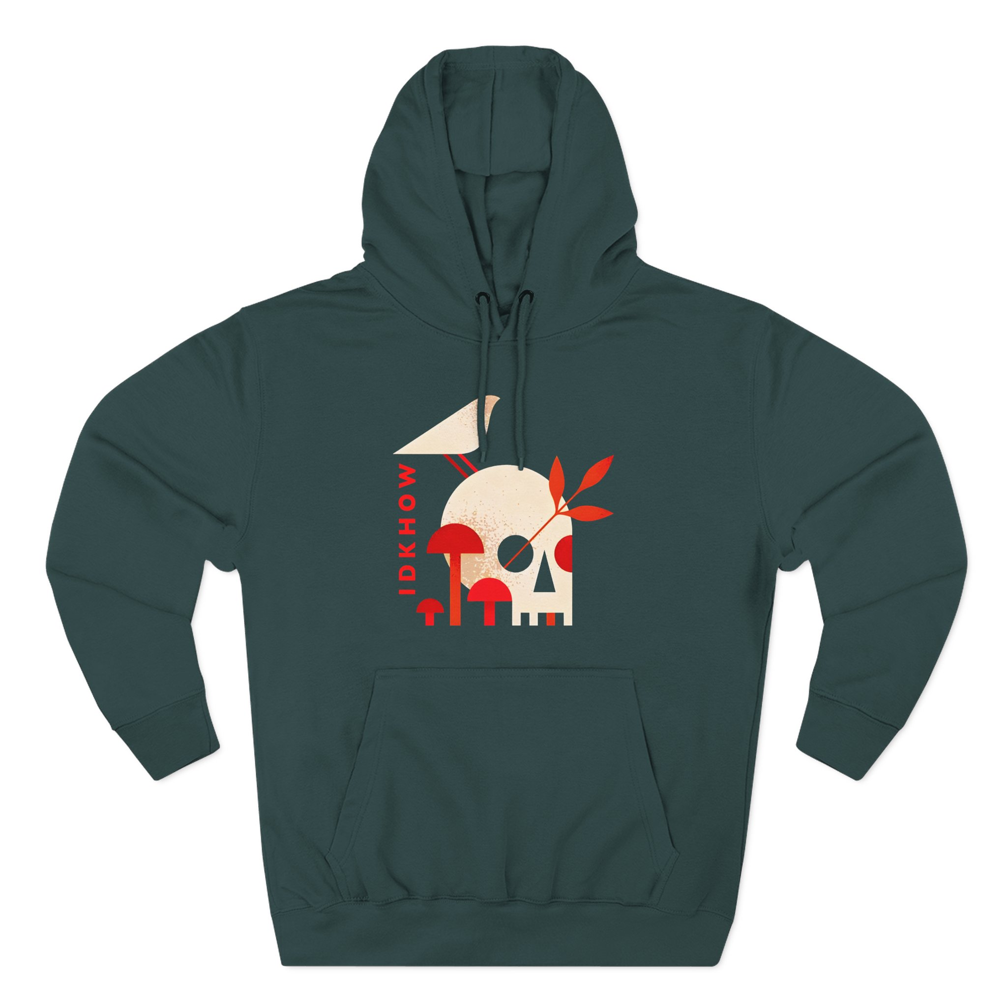 iDKHOW Skull Mushroom Three-Panel Fleece Hoodie