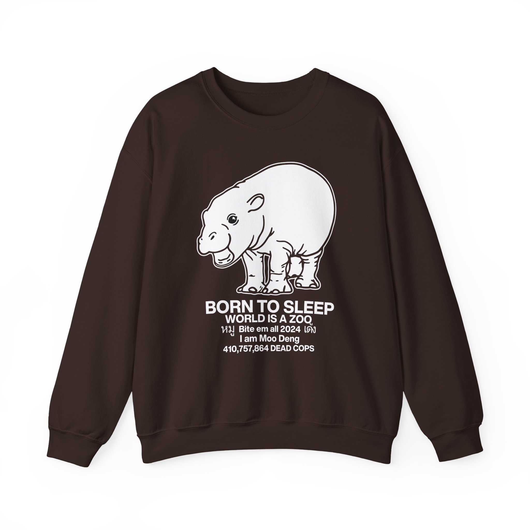 Moo Deng Born to Sleep Unisex Heavy Blendâ„¢ Crewneck Sweatshirt