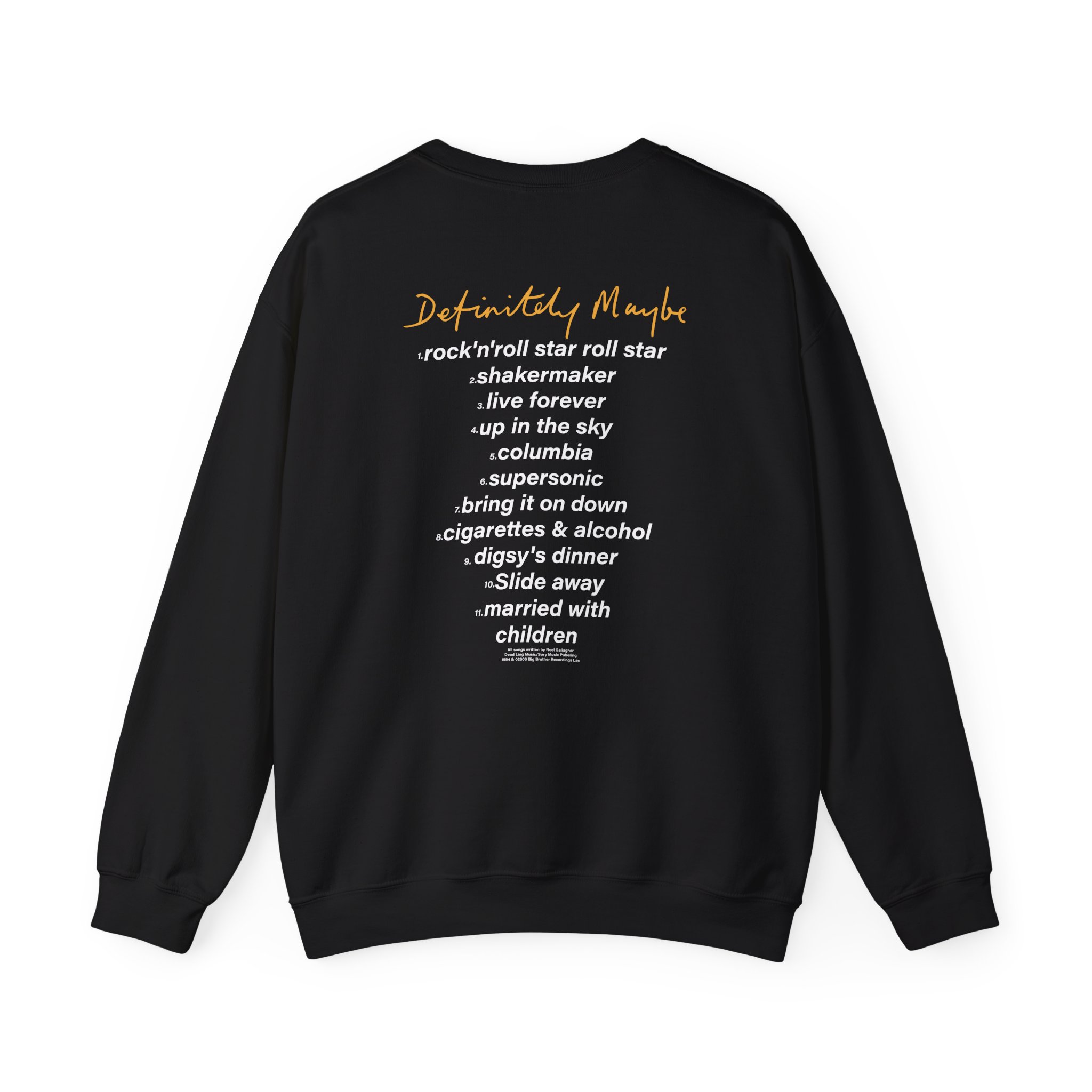 Oasis Definitely Maybe Tracklist Unisex Heavy Blendâ„¢ Crewneck Sweatshirt