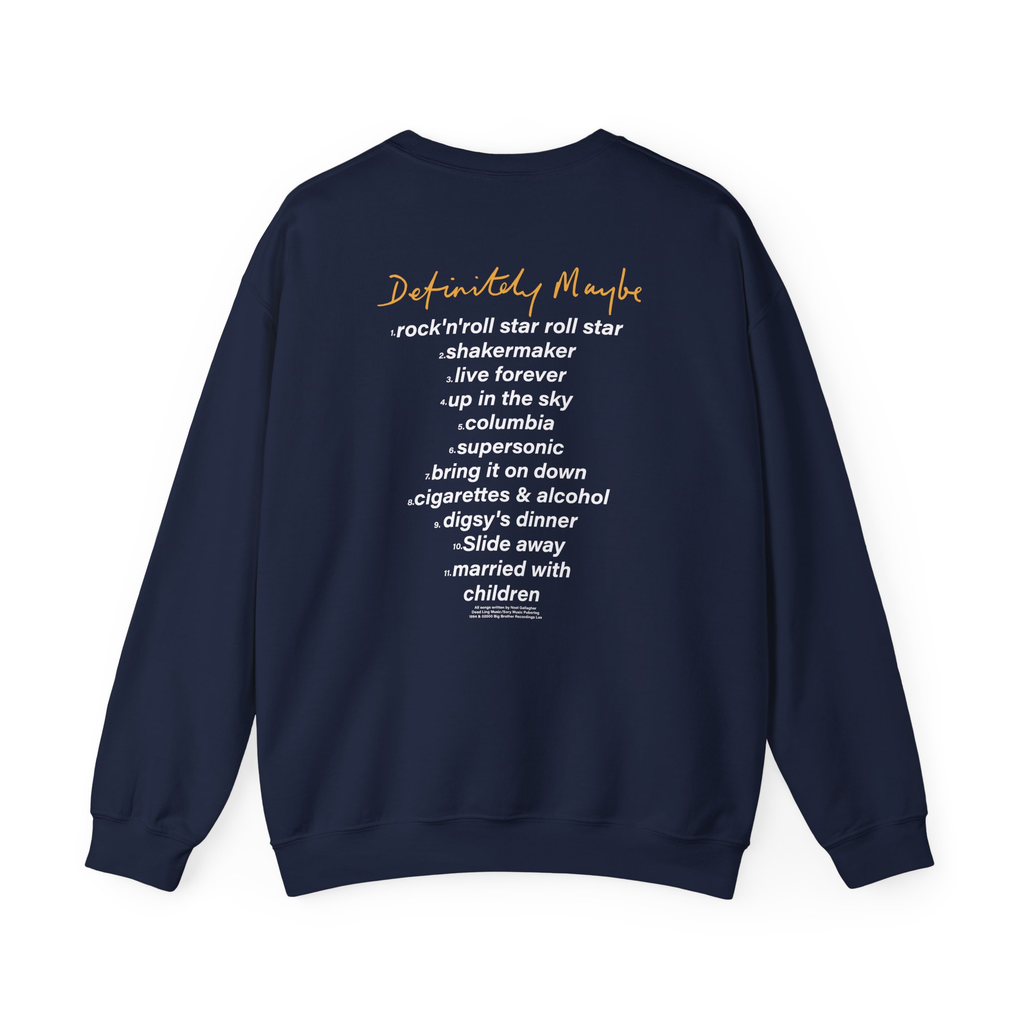 Oasis Definitely Maybe Tracklist Unisex Heavy Blendâ„¢ Crewneck Sweatshirt