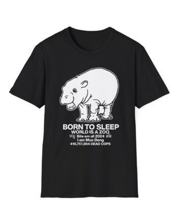 Moo Deng Born to Sleep Unisex Softstyle T-Shirt