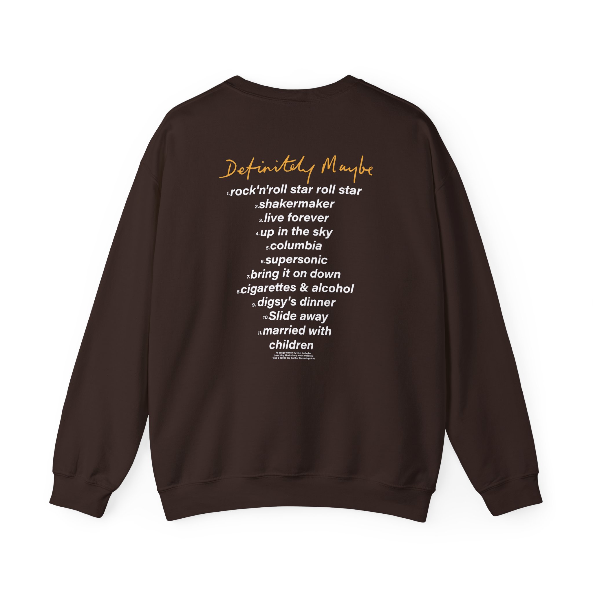 Oasis Definitely Maybe Tracklist Unisex Heavy Blendâ„¢ Crewneck Sweatshirt