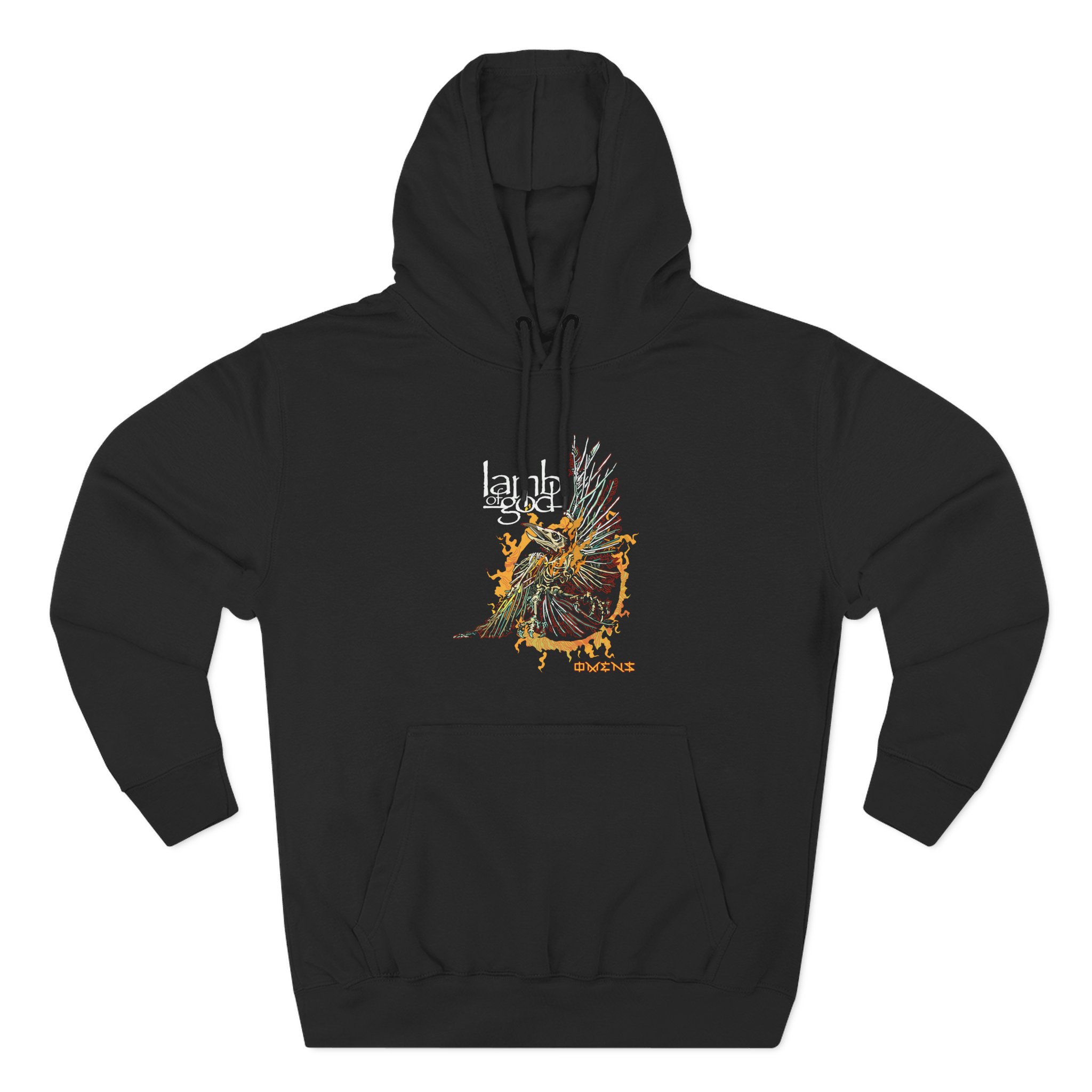 Lamb of God Omens Skeleton Eagle Three-Panel Fleece Hoodie