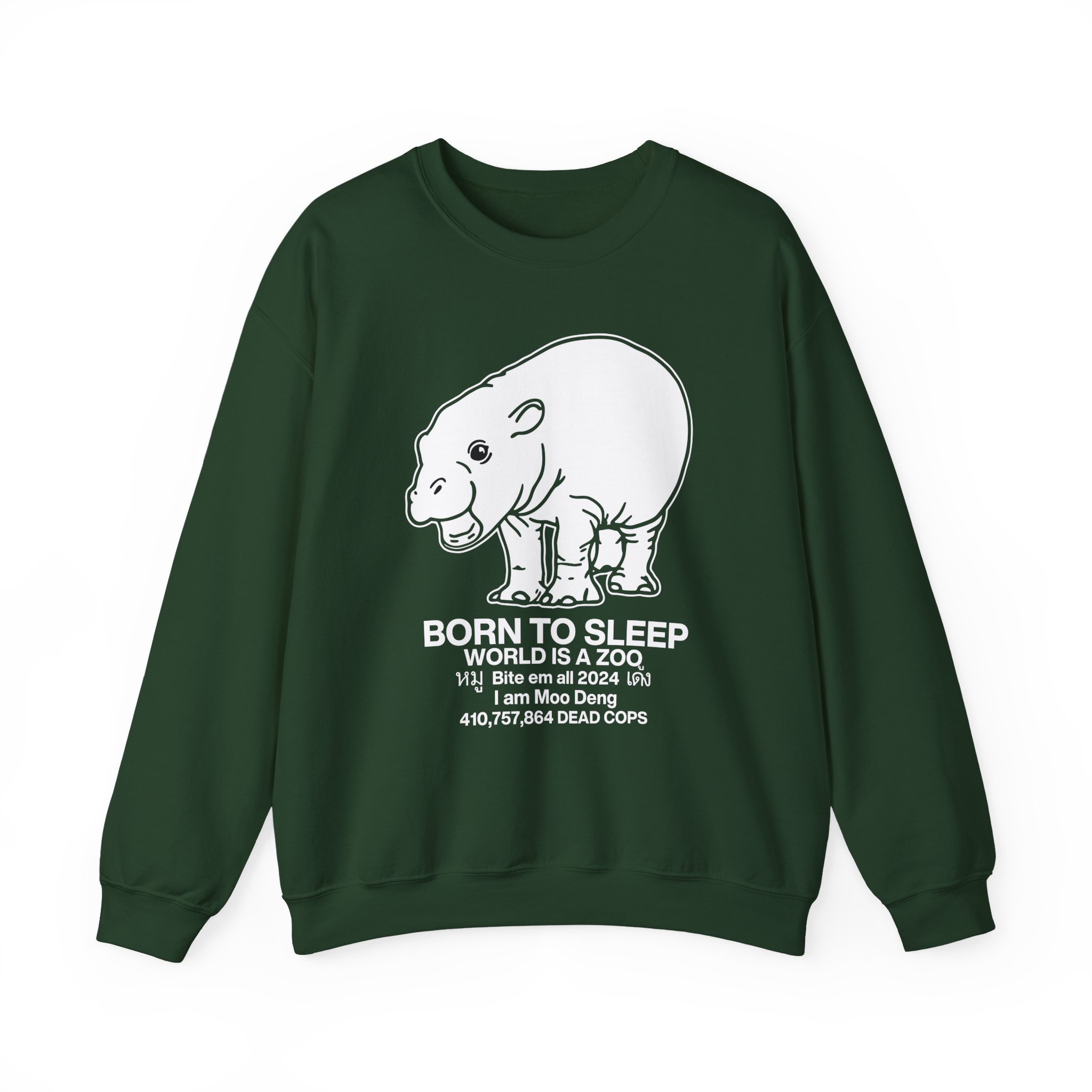 Moo Deng Born to Sleep Unisex Heavy Blendâ„¢ Crewneck Sweatshirt