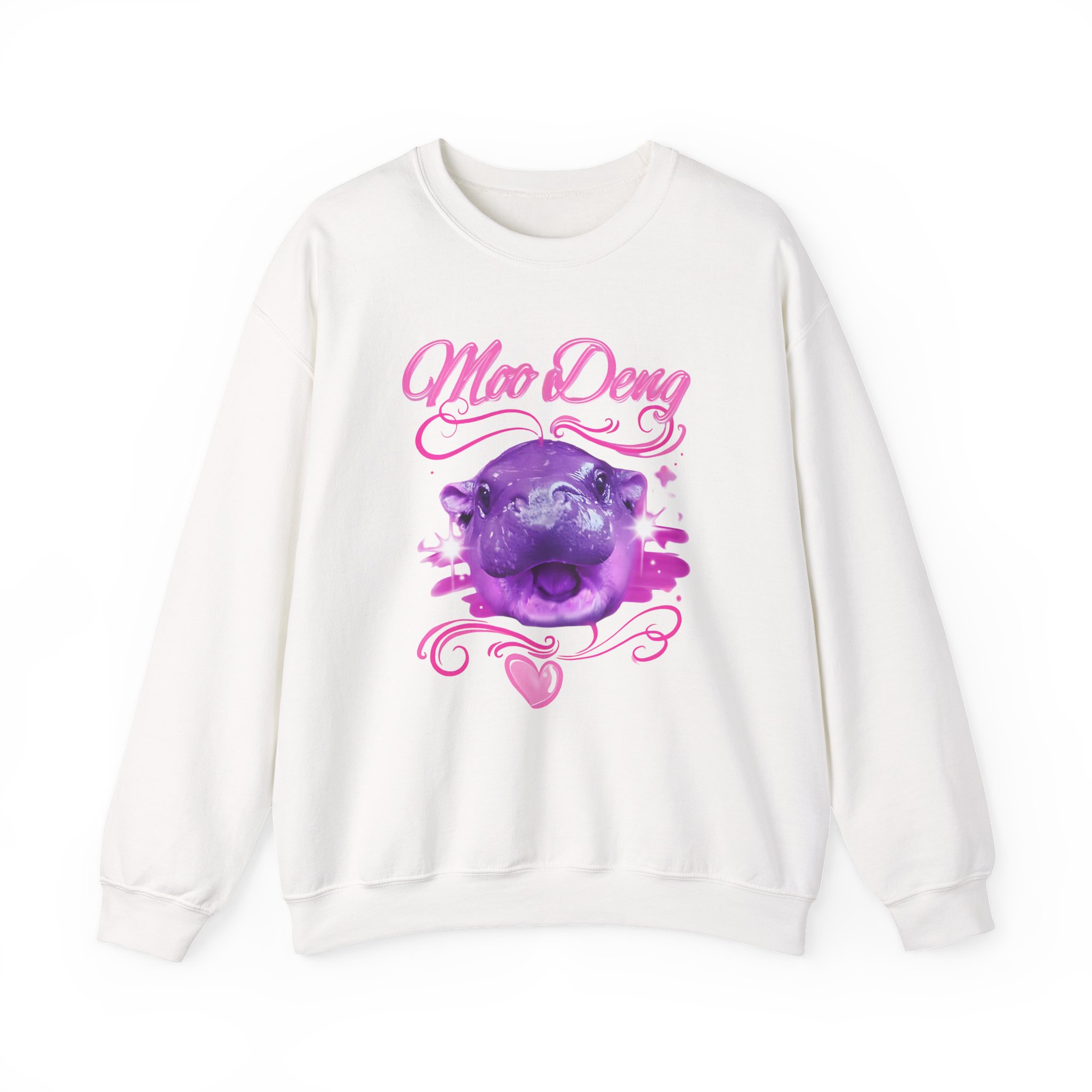 Moo Deng Airbrush Unisex Heavy Blendâ„¢ Crewneck Sweatshirt