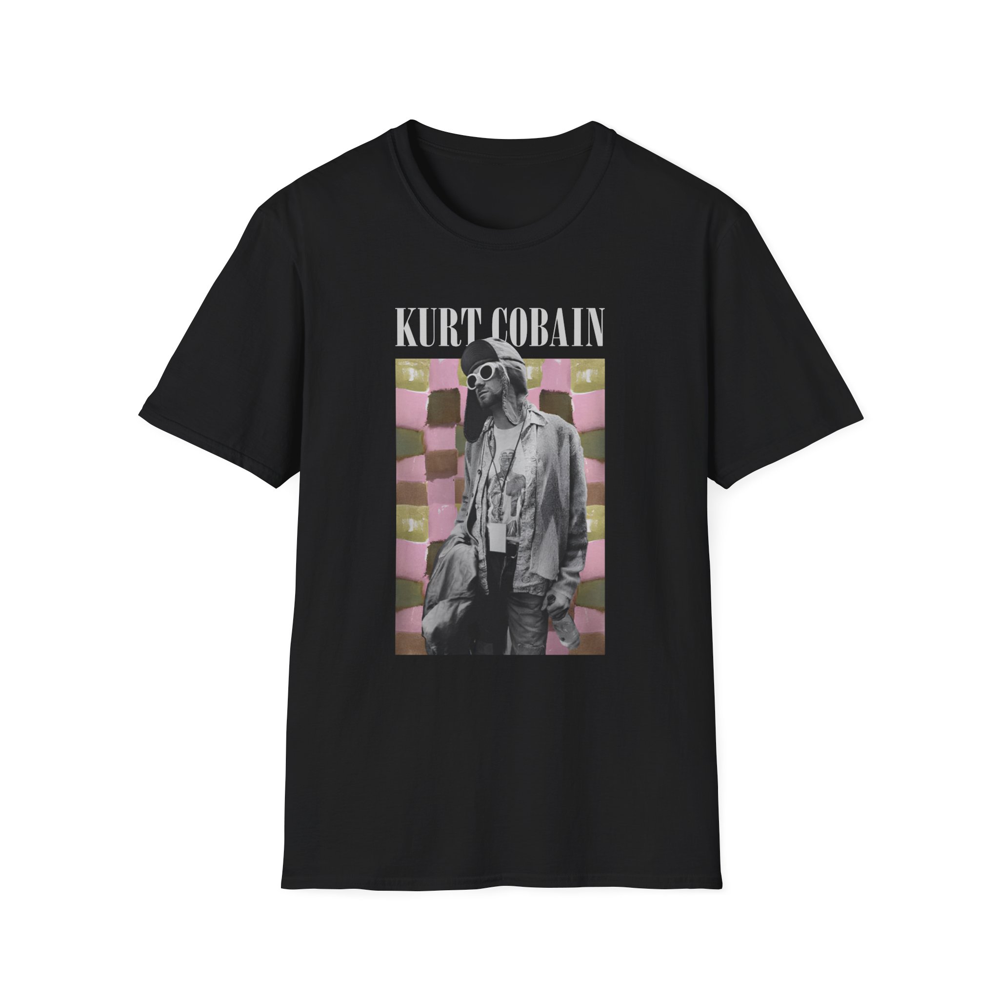Kurt Cobain Checkered Unisex Softstyle T-Shirt
