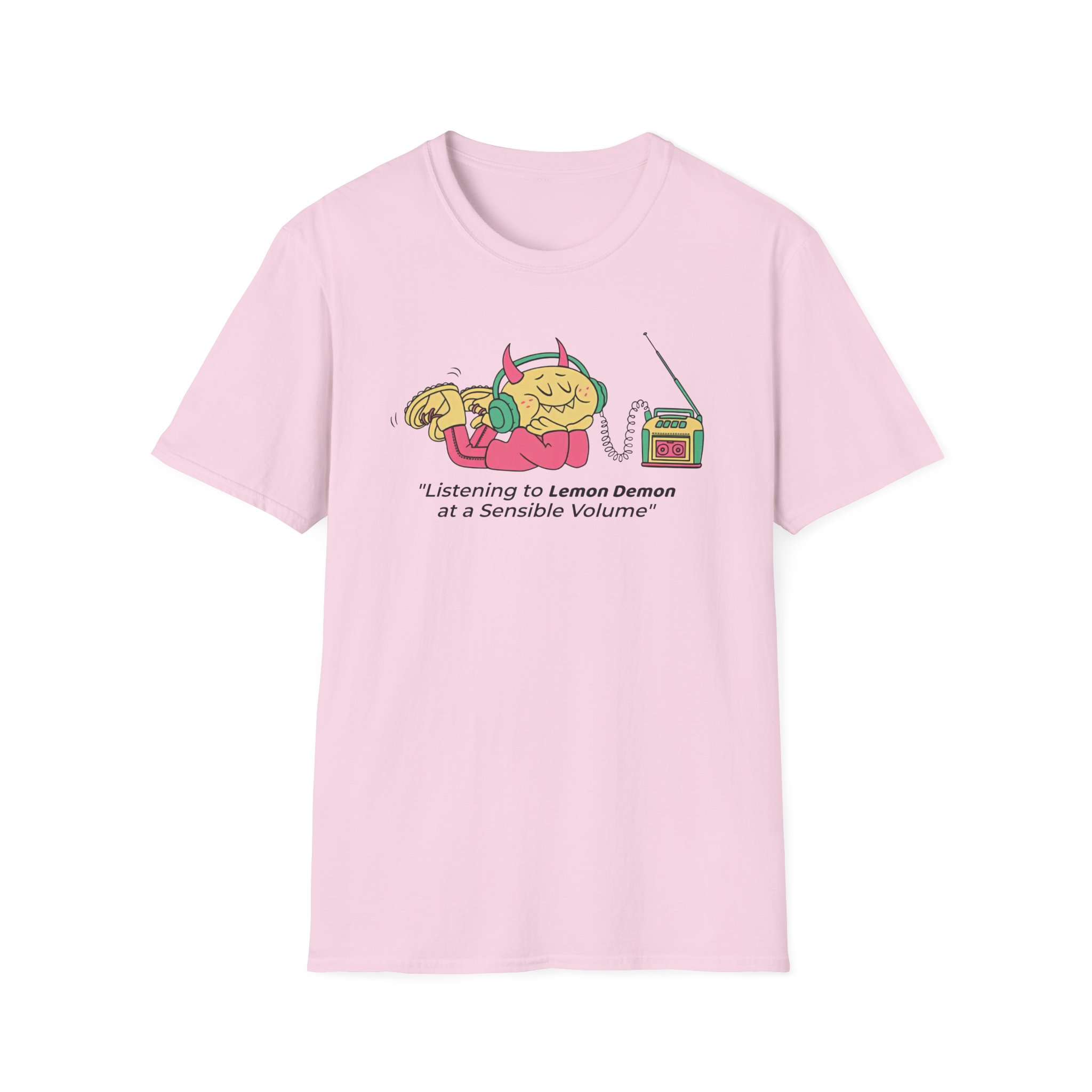 Lemon Demon Listening to at a Sensible Volume Unisex Softstyle T-Shirt