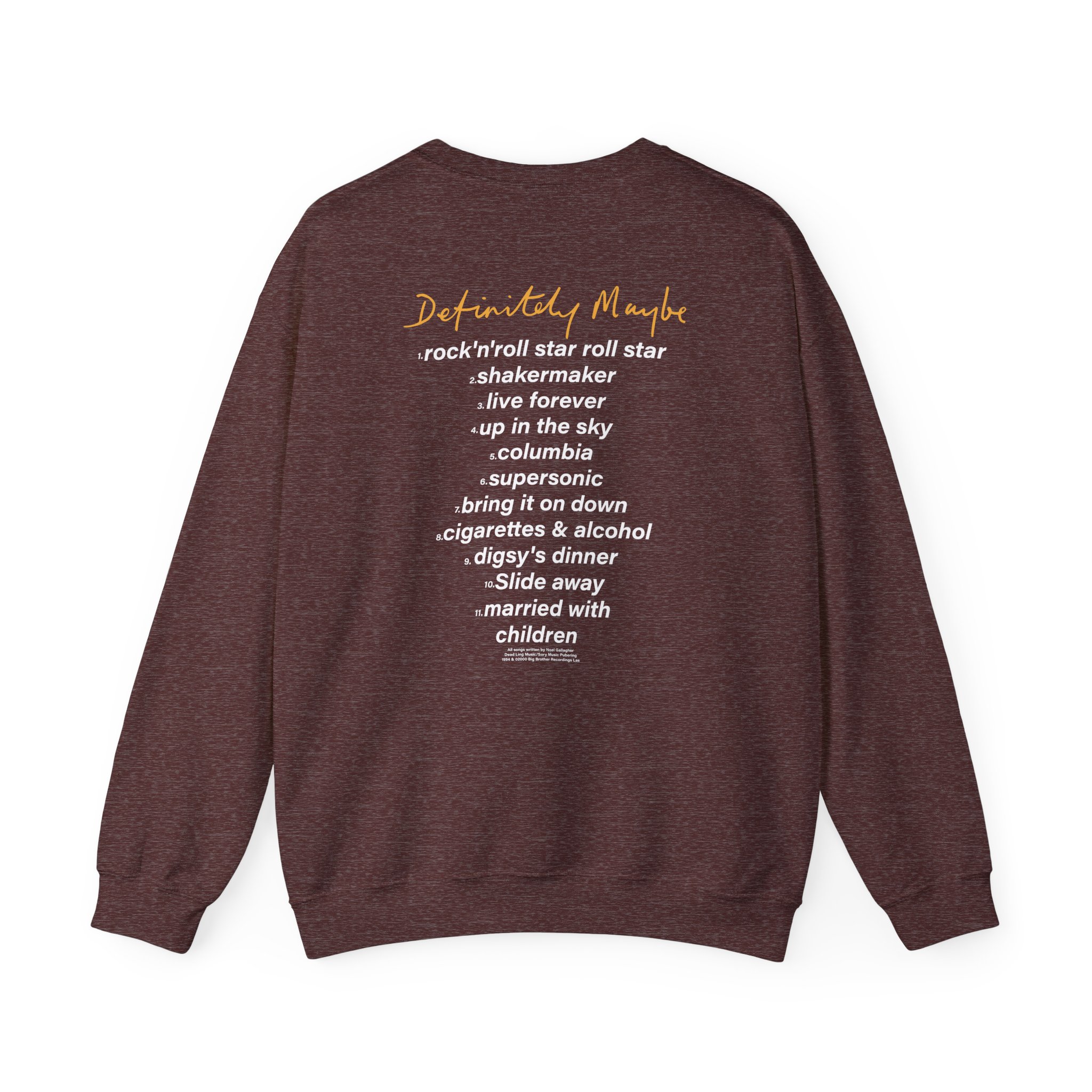 Oasis Definitely Maybe Tracklist Unisex Heavy Blendâ„¢ Crewneck Sweatshirt