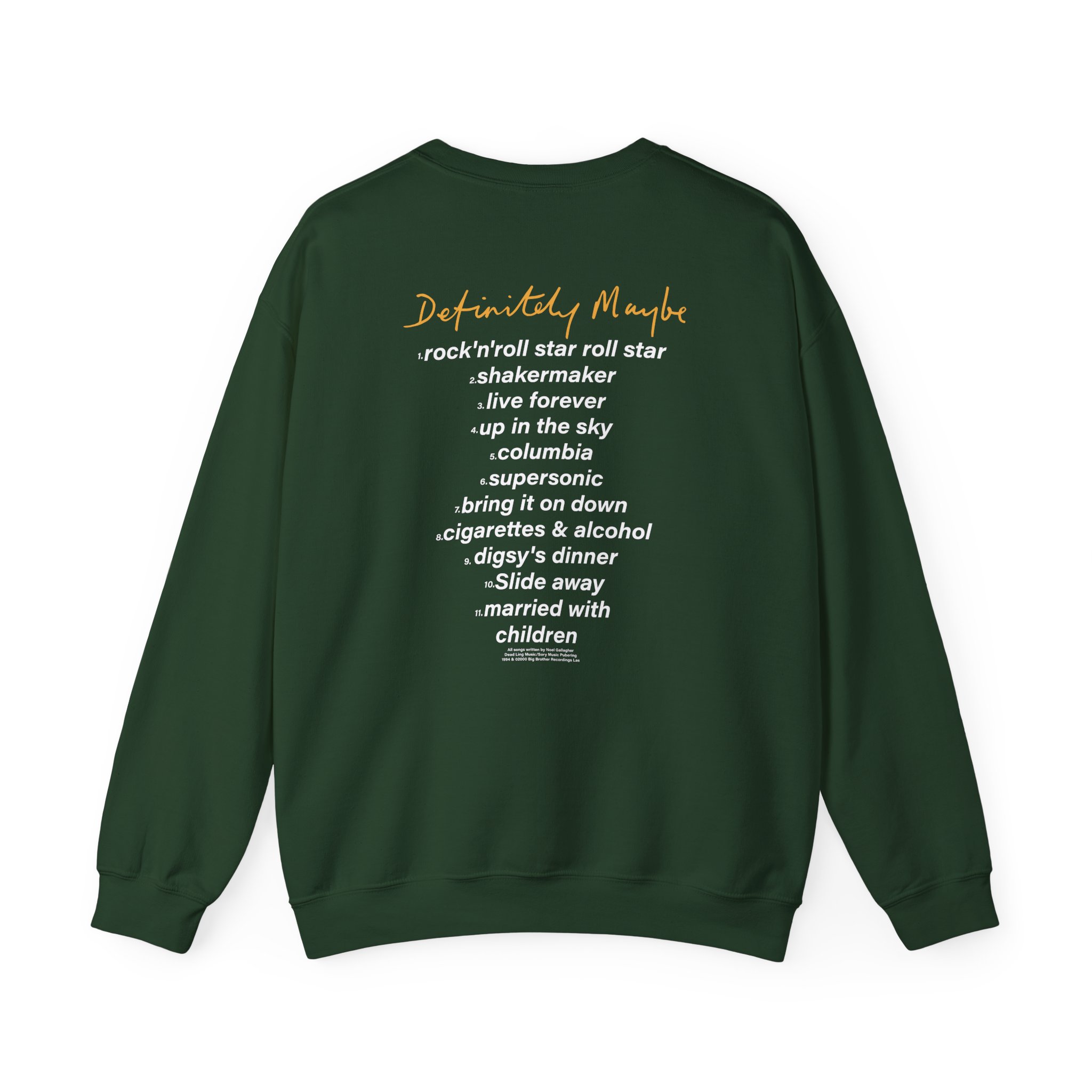 Oasis Definitely Maybe Tracklist Unisex Heavy Blendâ„¢ Crewneck Sweatshirt