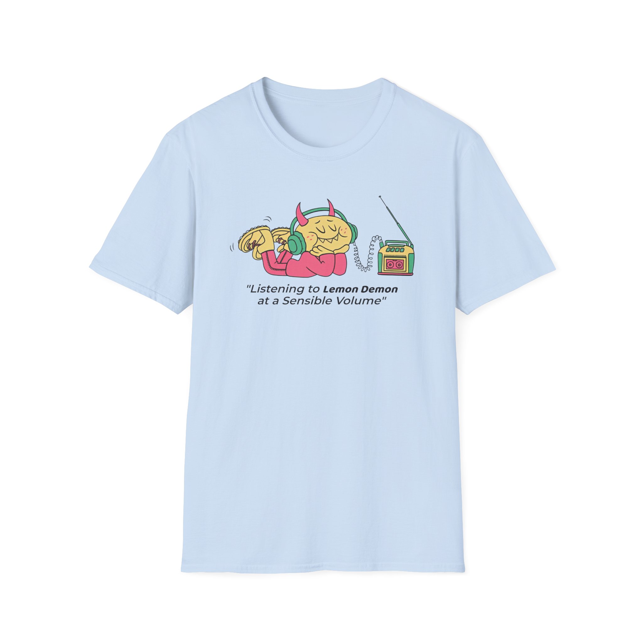 Lemon Demon Listening to at a Sensible Volume Unisex Softstyle T-Shirt
