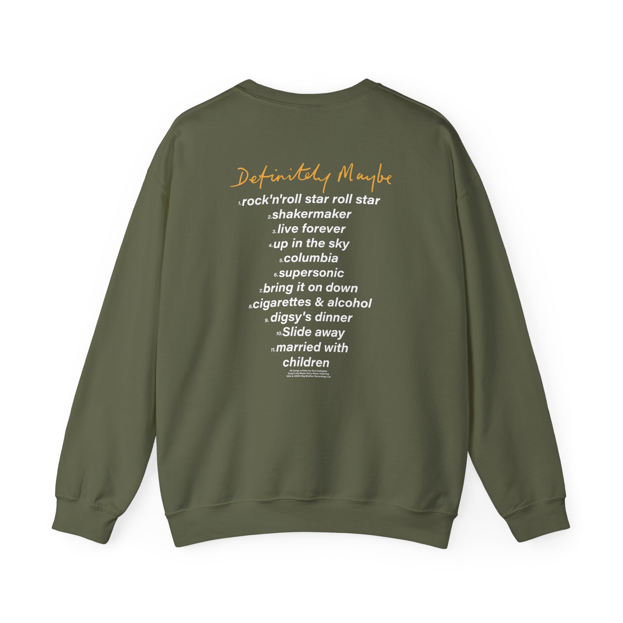 Oasis Definitely Maybe Tracklist Unisex Heavy Blendâ„¢ Crewneck Sweatshirt