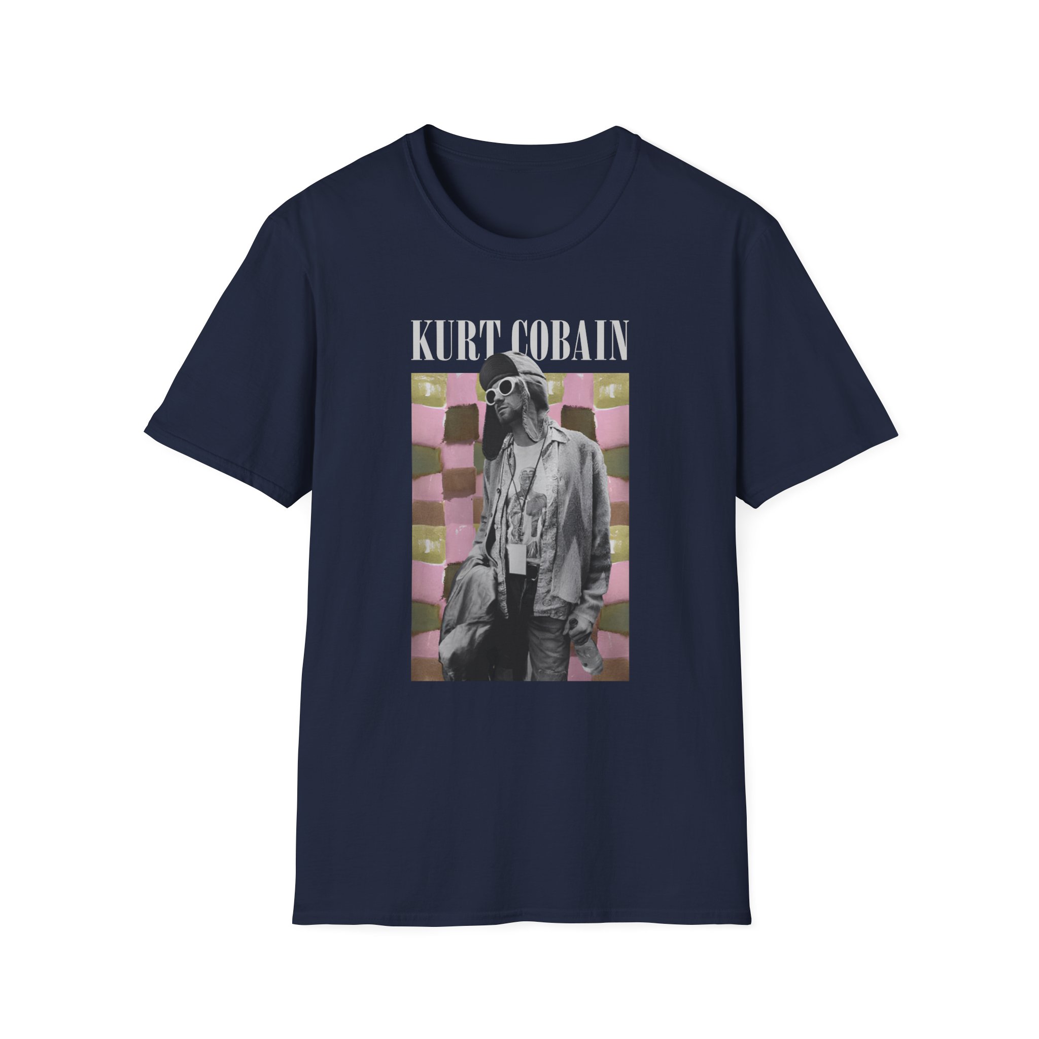 Kurt Cobain Checkered Unisex Softstyle T-Shirt